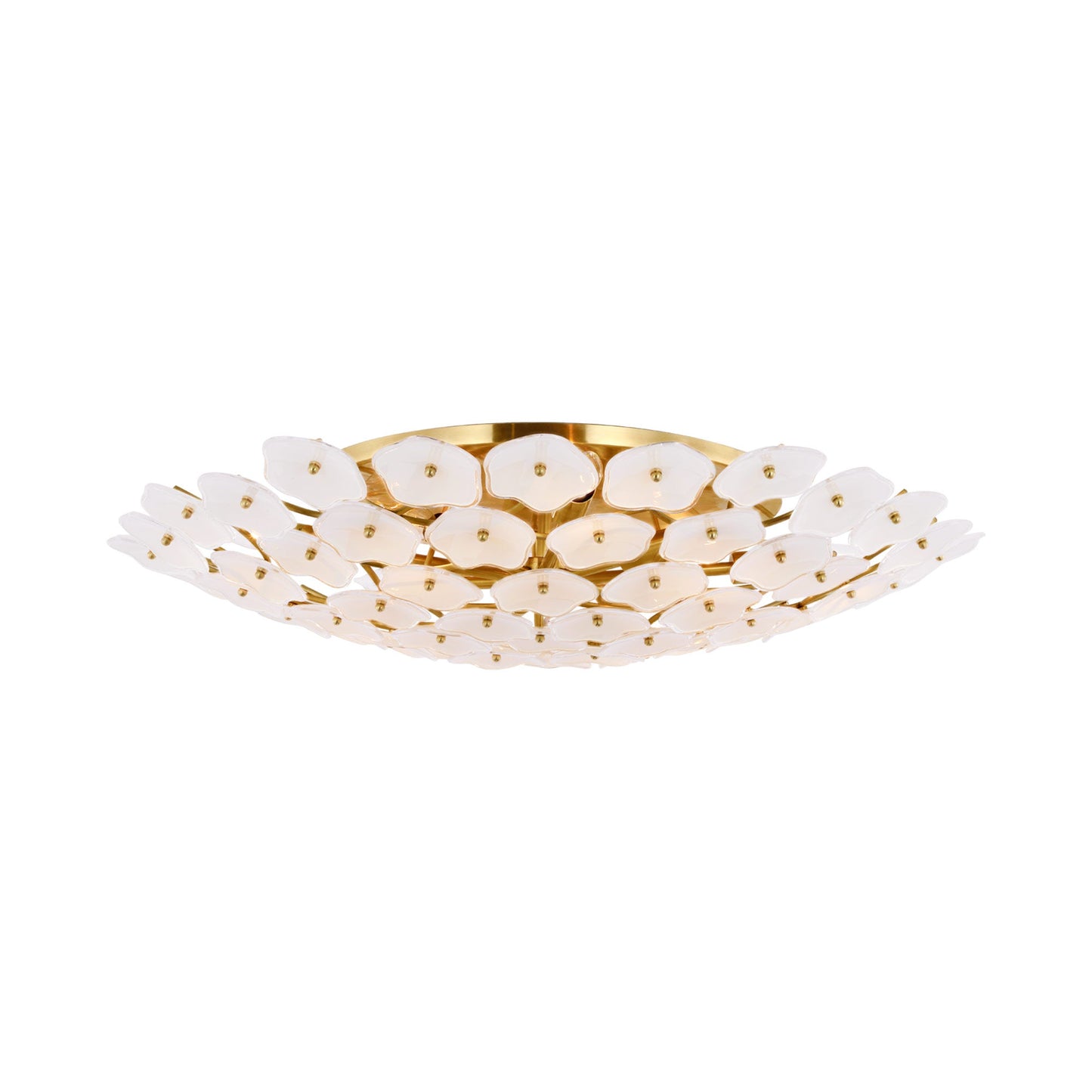 Leighton Flush Mount Ceiling Light in Soft Brass/Cream (Grande).