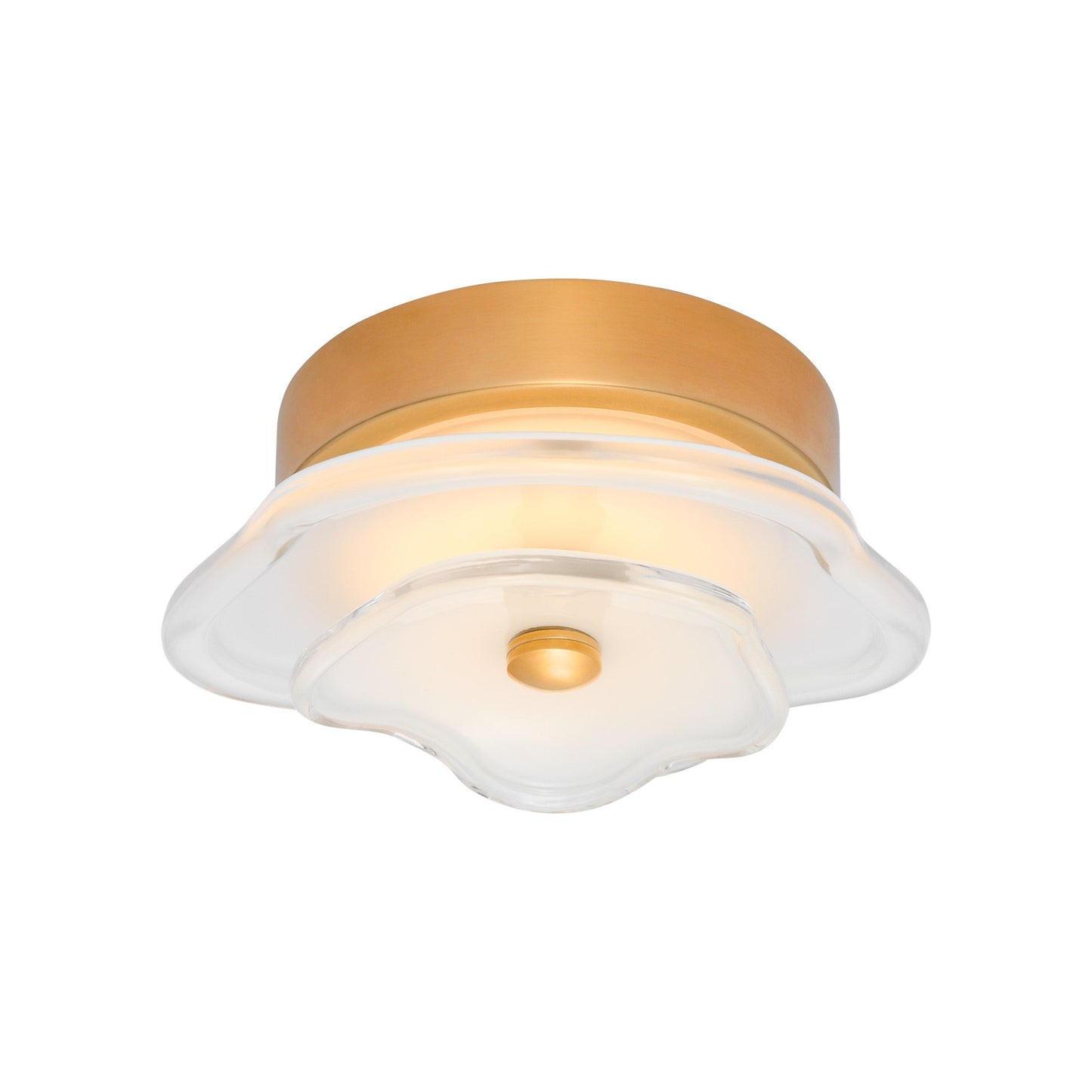 Leighton Layered LED Flush Mount Ceiling Light in Soft Brass/Cream (Small).