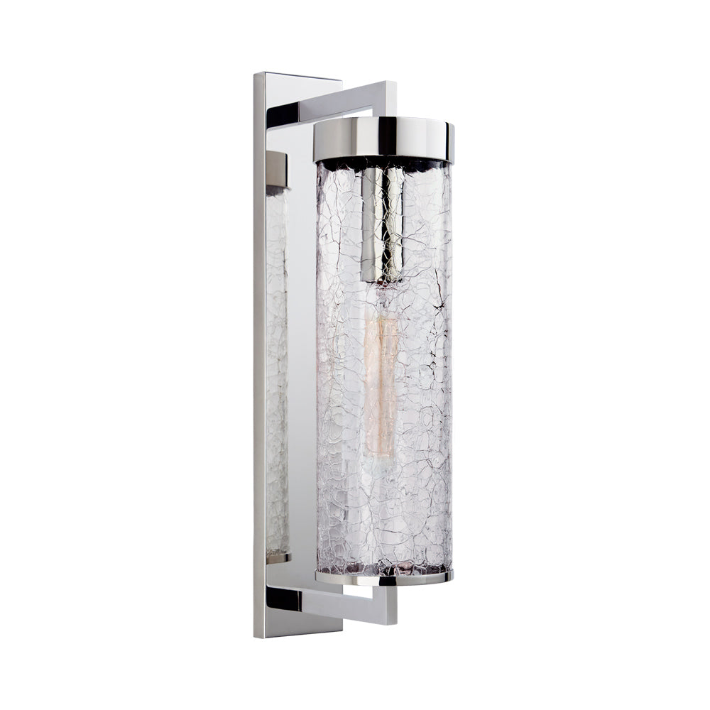 Liaison Bracketed Outdoor Wall Light in Polished Nickel (Crackle Glass).