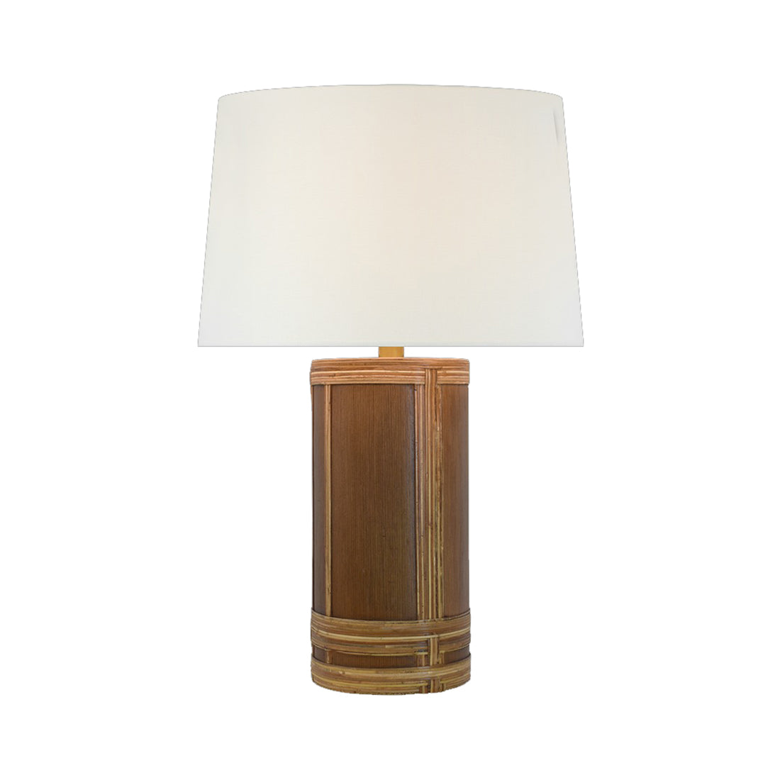 Lignum Table Lamp in Dark Oak/Dark Rattan.