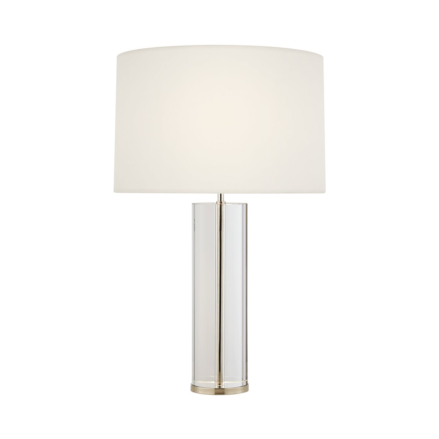 Lineham LED Rechargeable Table Lamp in Crystal/Polished Nickel.
