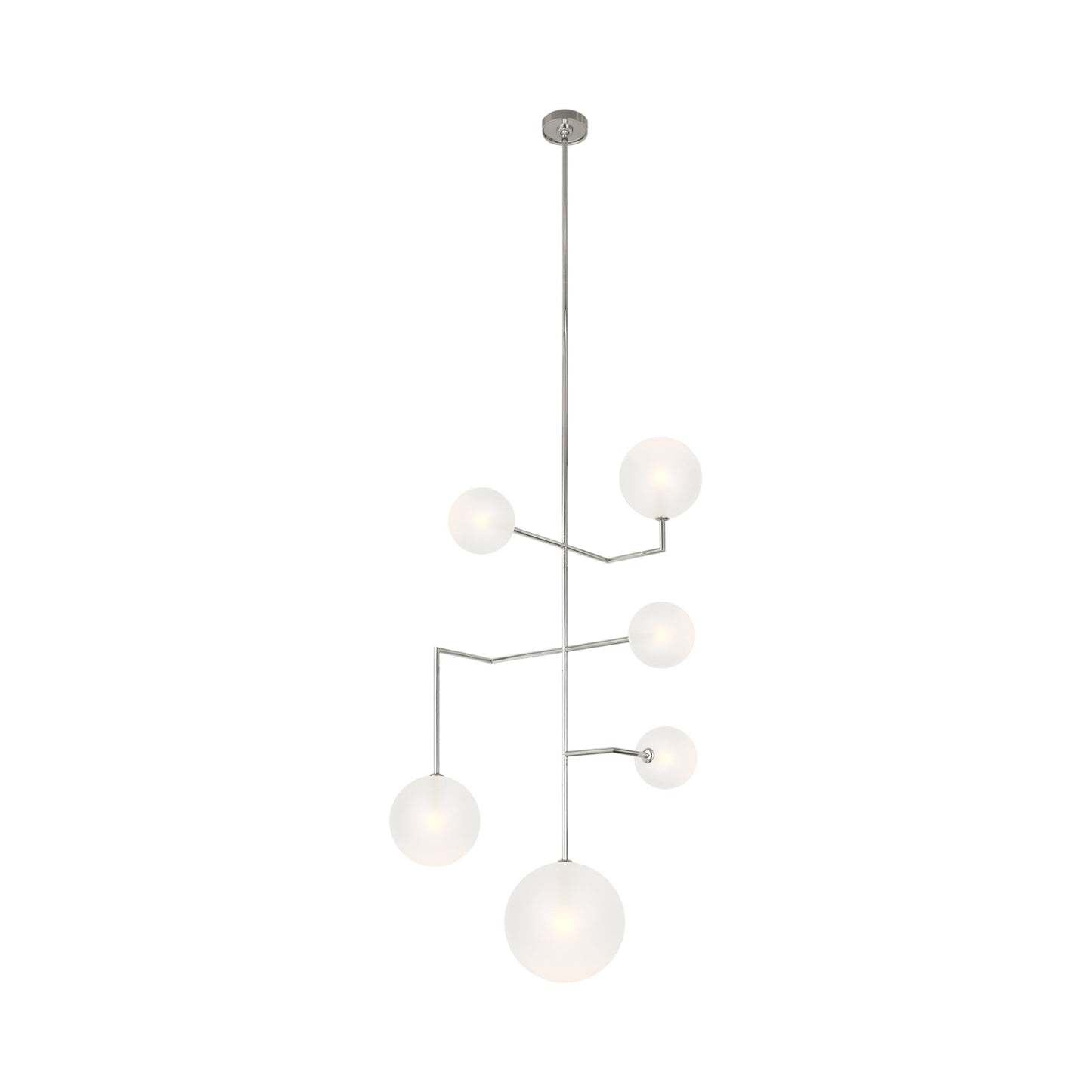 Linnea LED Entry Chandelier in Polished Nickel (Soft Etched Glass).
