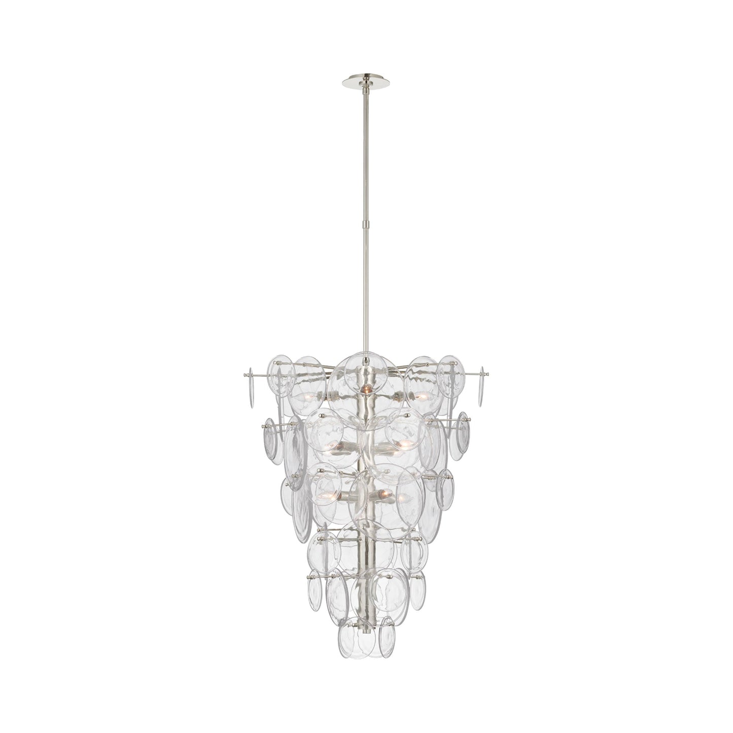 Loire Cascading Chandelier in Polished Nickel (Clear Strie Glass).
