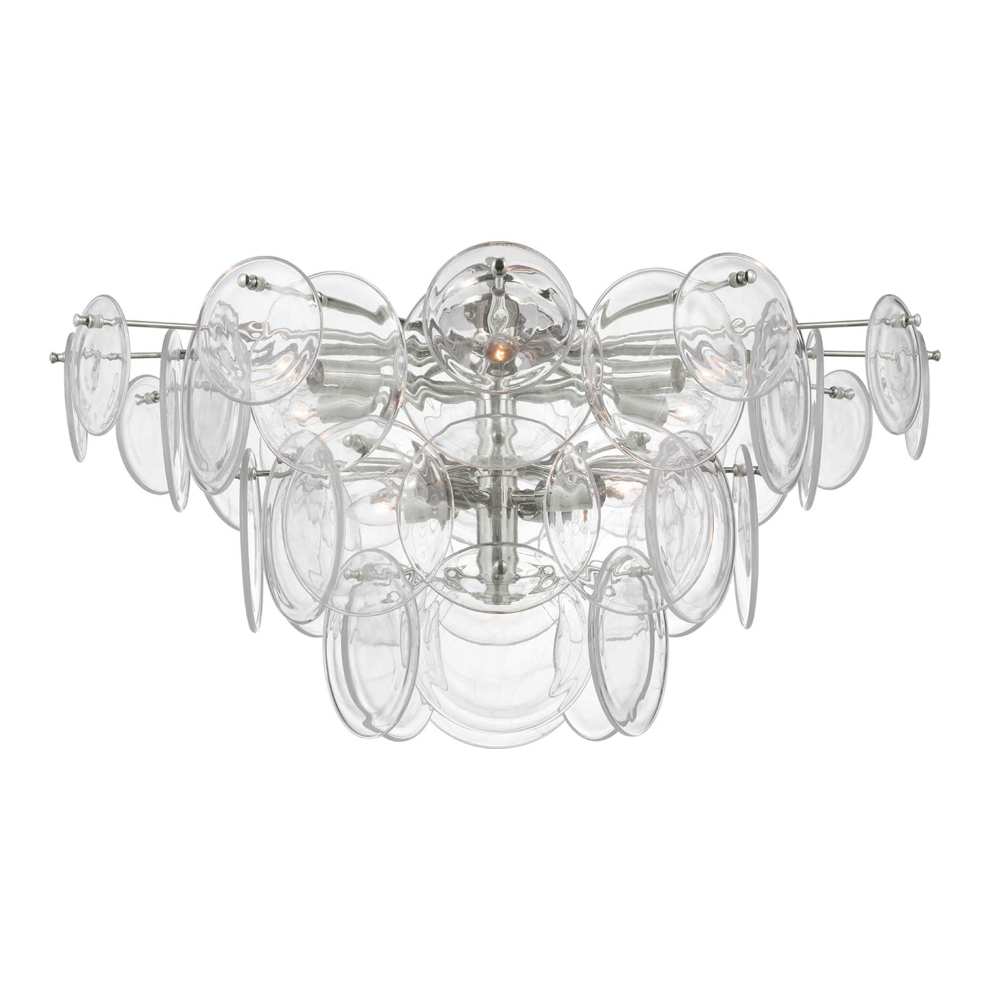 Loire Flush Mount Ceiling Light in Polished Nickel/Clear Strie Glass(Grande).