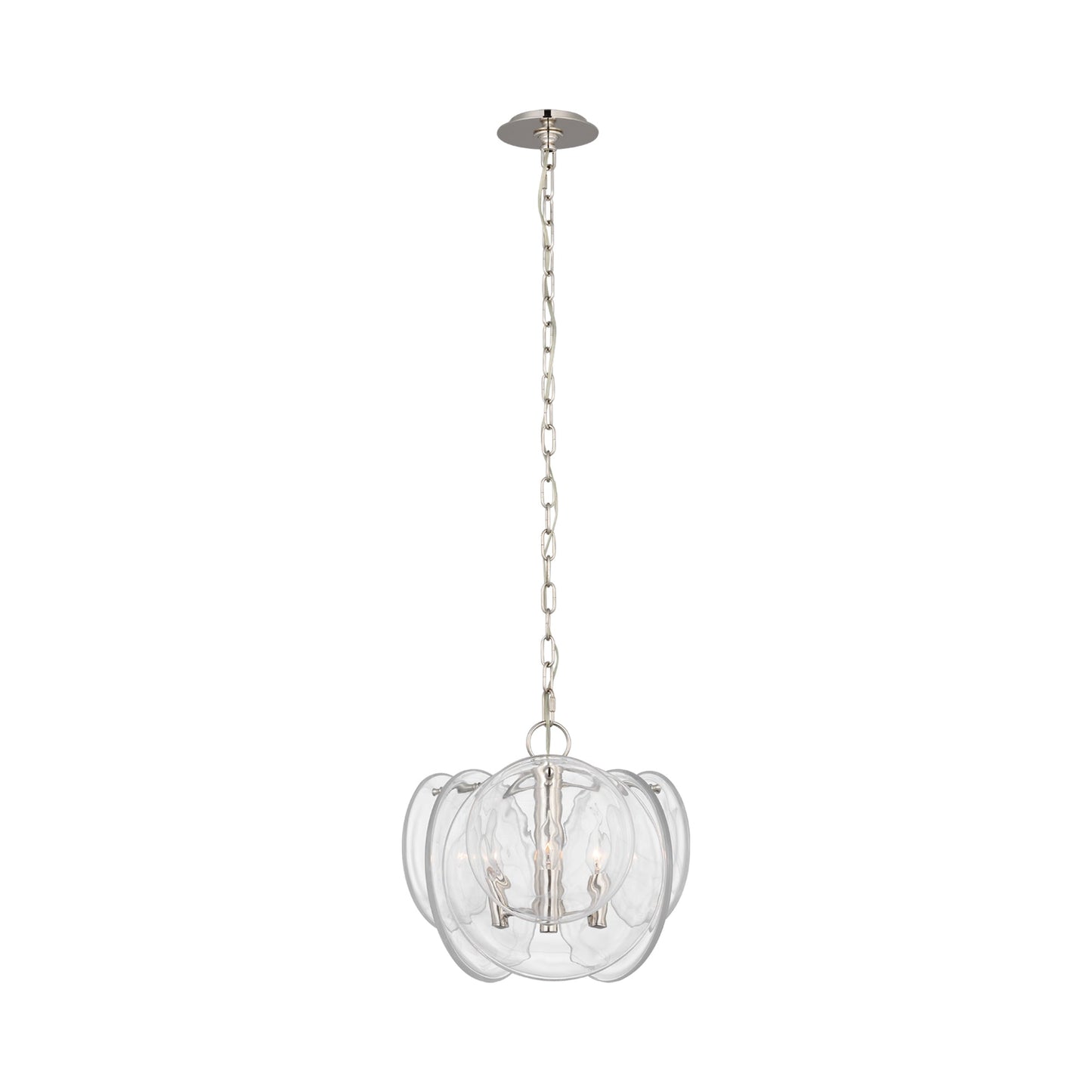 Loire Petite Chandelier in Polished Nickel.