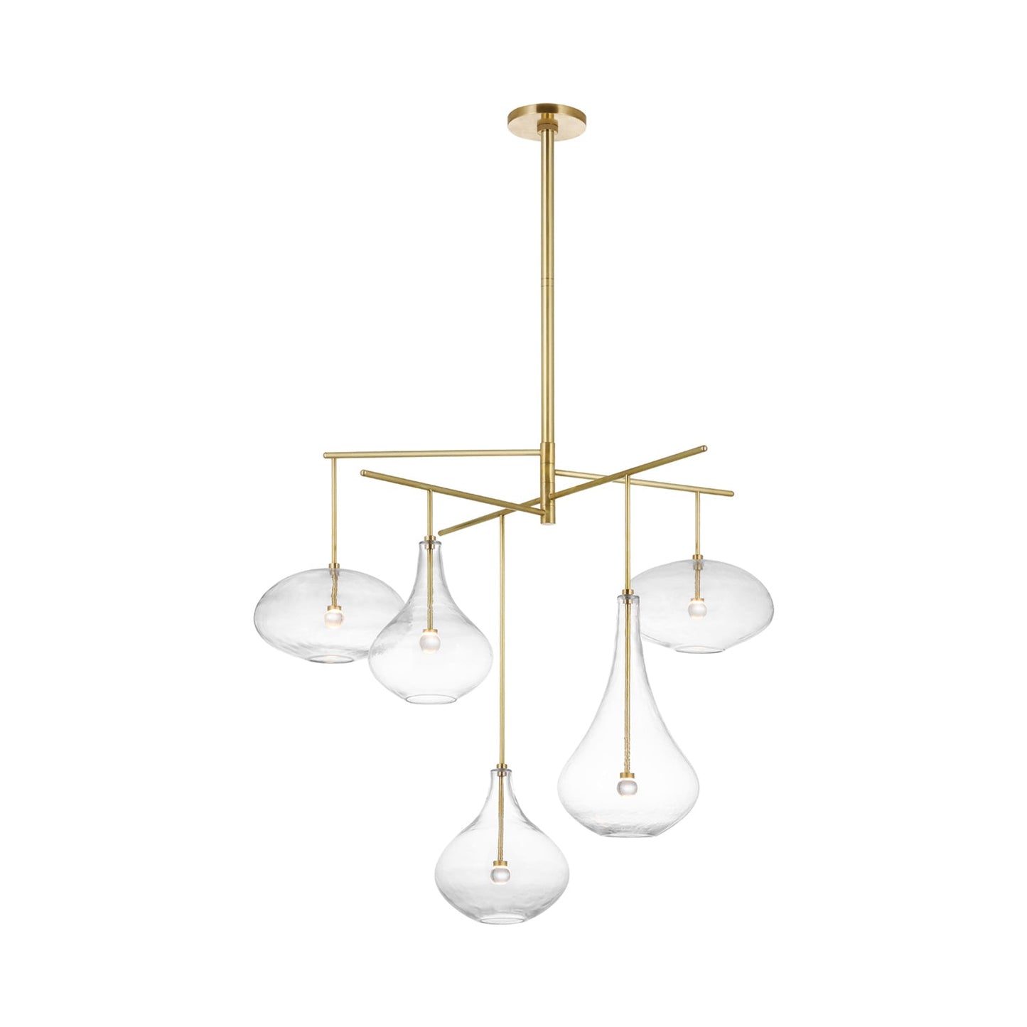 Lomme LED Chandelier in Soft Brass.