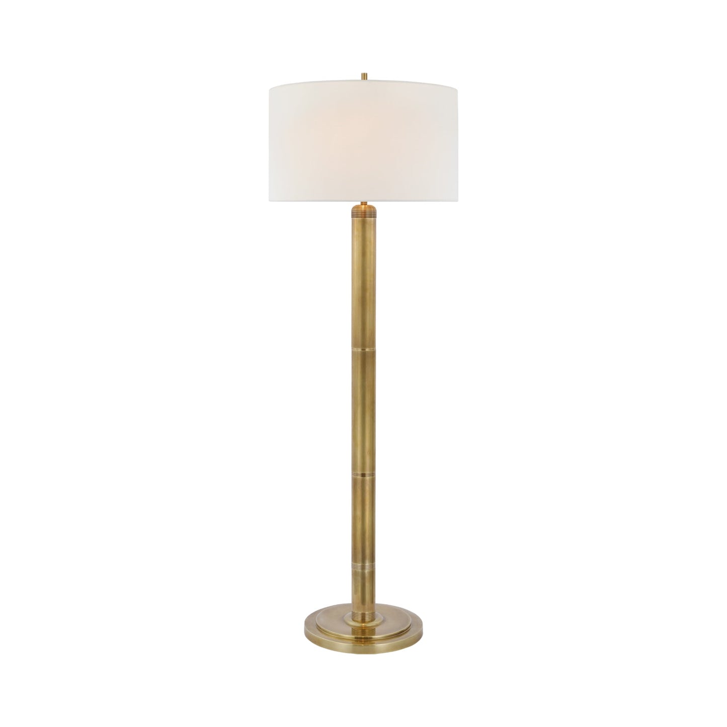 Longacre Floor Lamp in Hand-Rubbed Antique Brass.