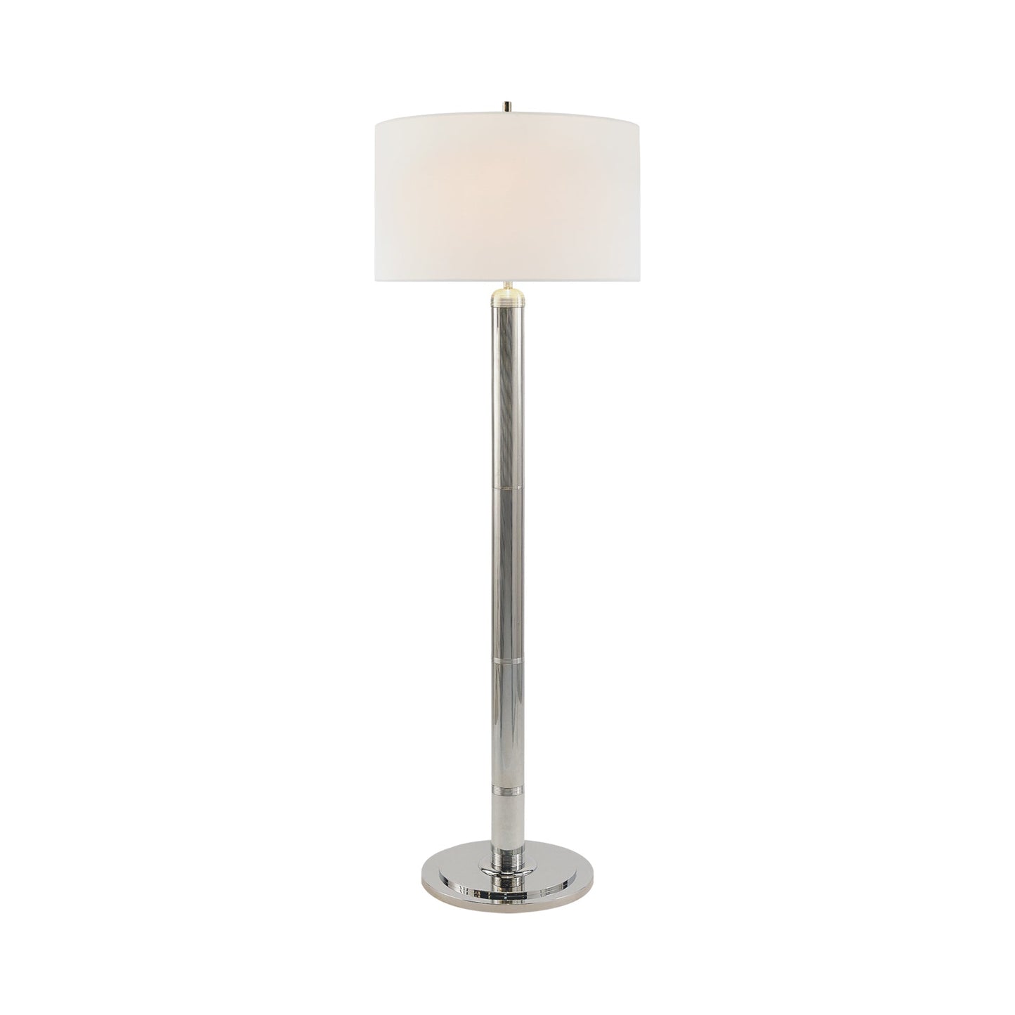 Longacre Floor Lamp in Polished Nickel.