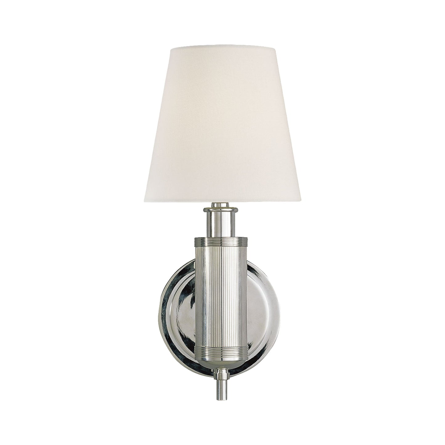 Longacre Wall Light in Polished Nickel.