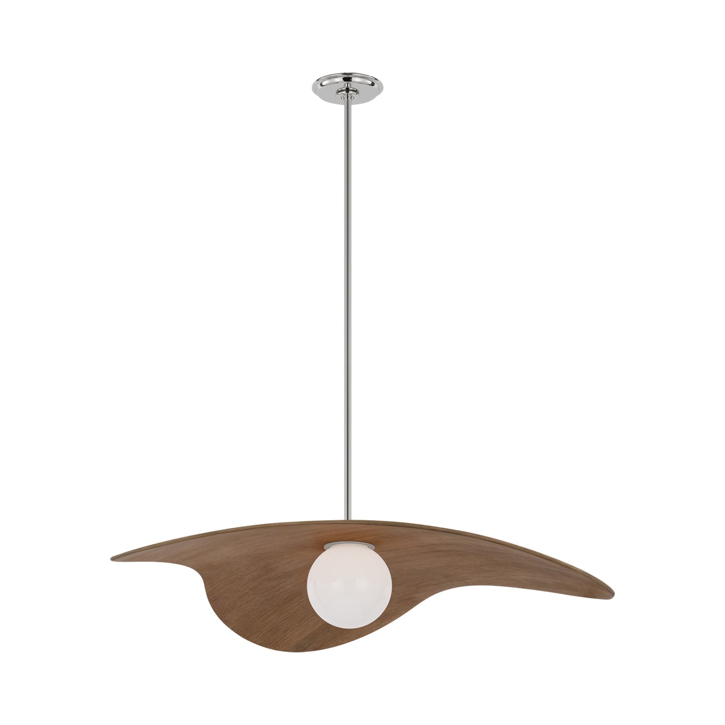 Mahalo LED Tri Pendant Light in Polished Nickel (Natural Oak).