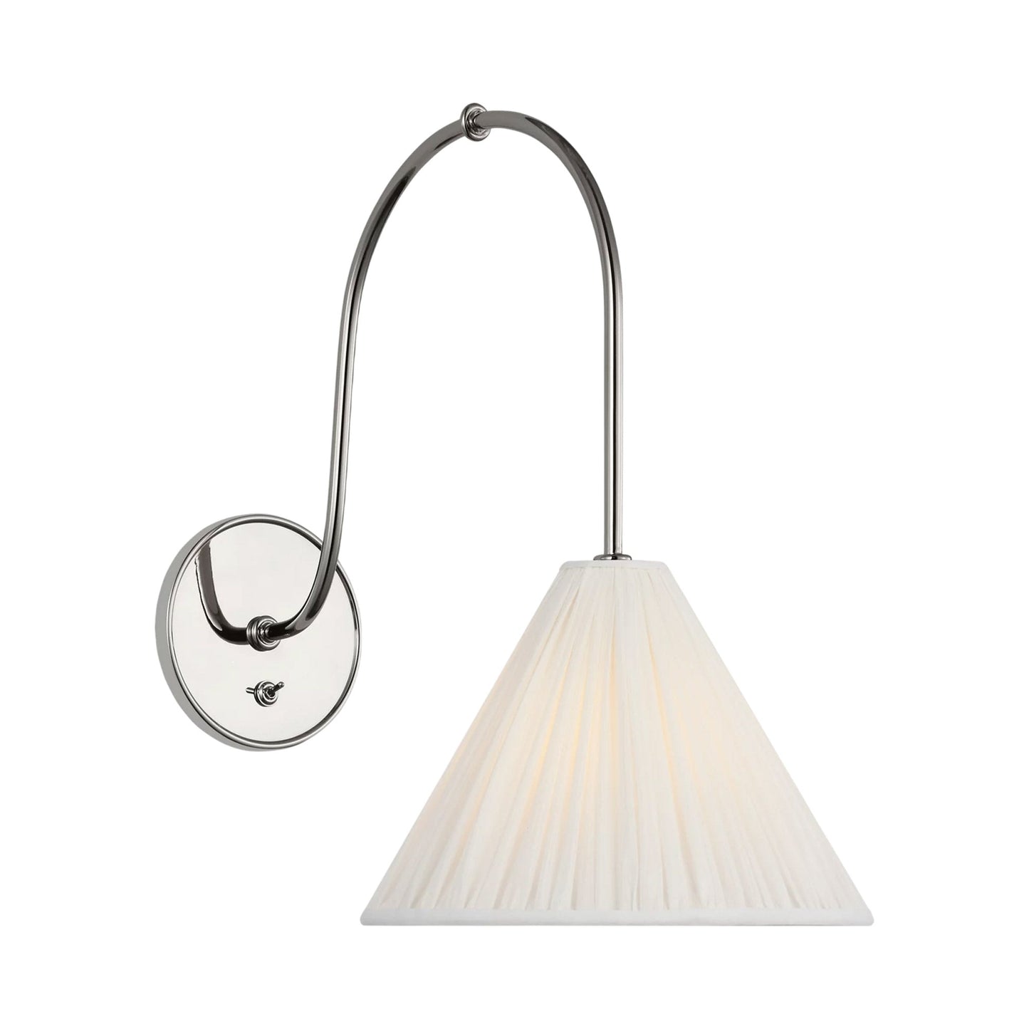 Malia Wall Light in Polished Nickel/Silk Pleated.