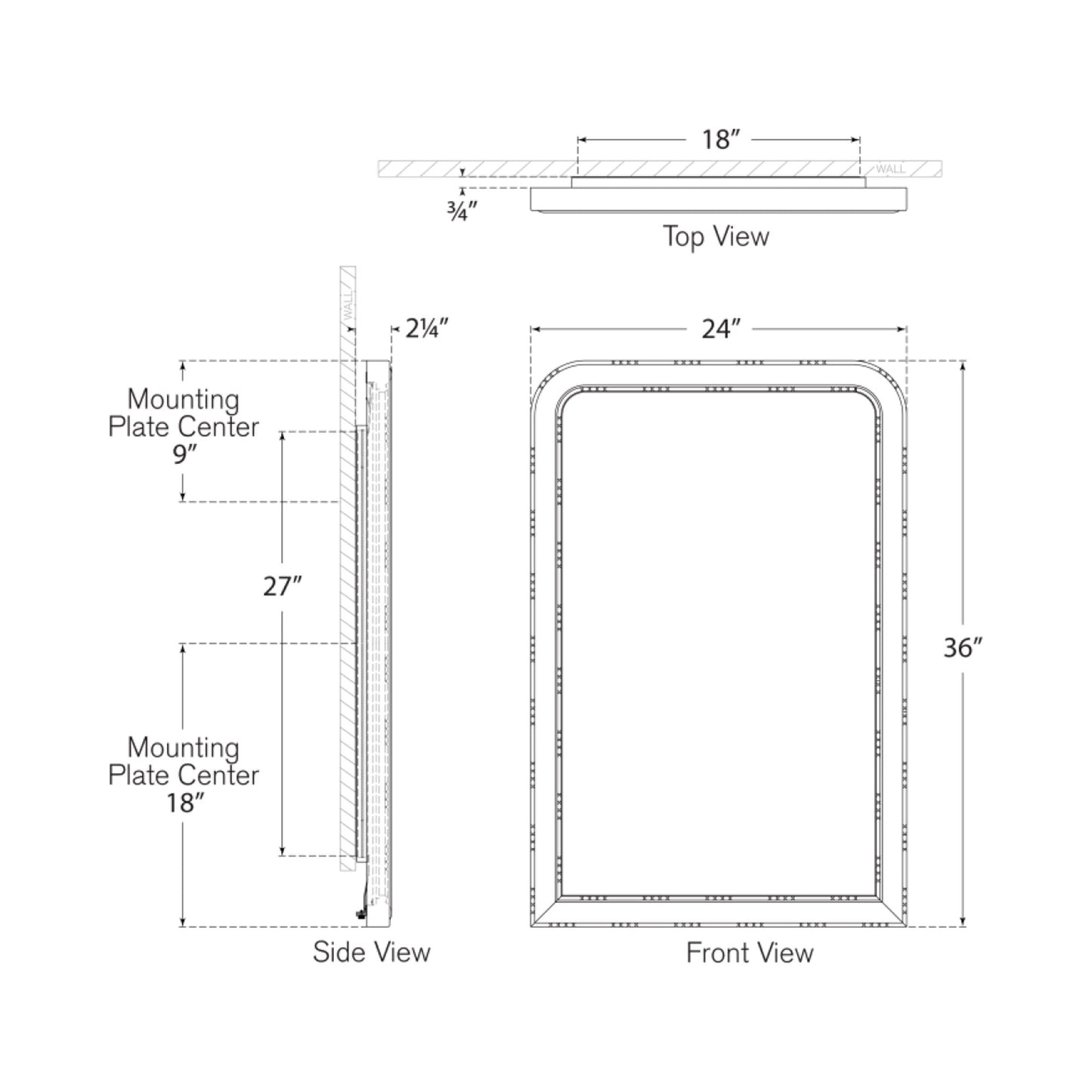 Matias LED Wall Mirror - line drawing.