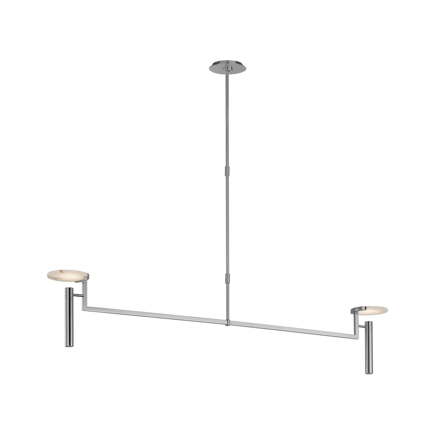 Melange Floating Disc LED Linear Chandelier in Polished Nickel.