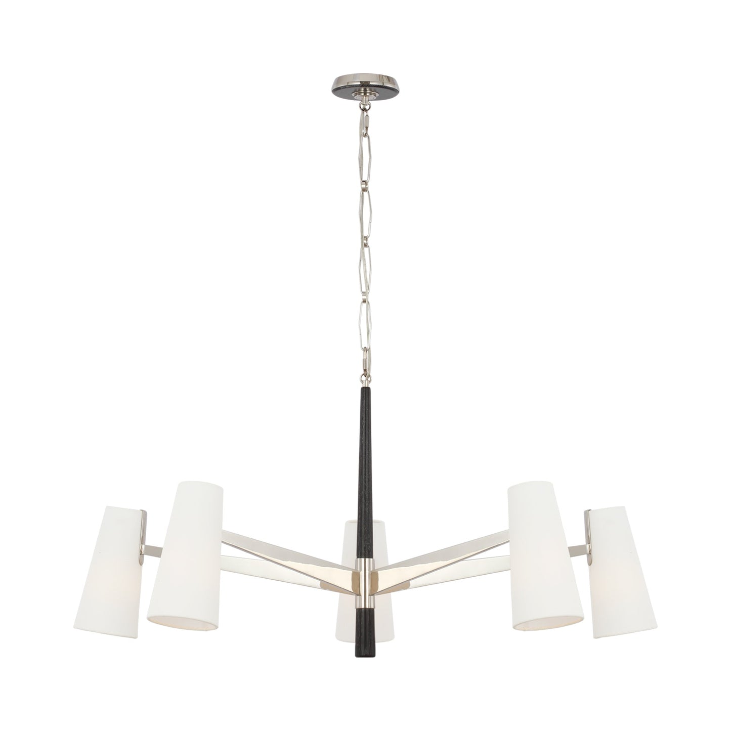 Olina Chandelier in Polished Nickel/Ebony.