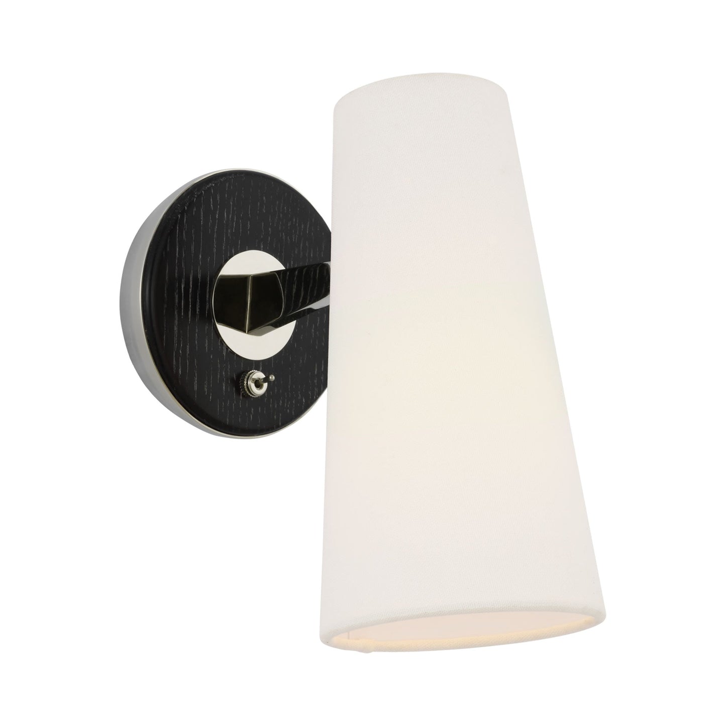 Olina Wall Light in Polished Nickel/Ebony.