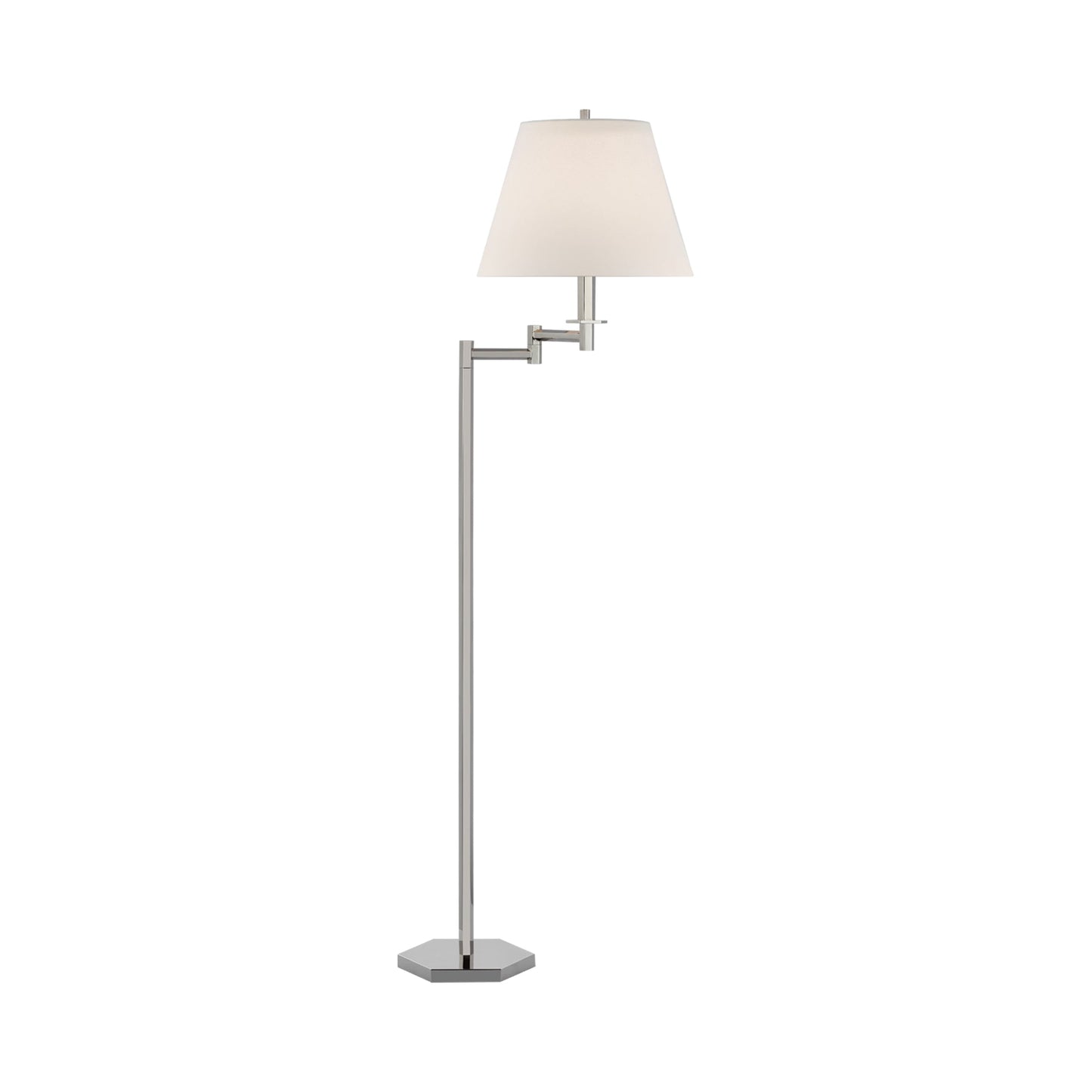 Olivier Floor Lamp in Polished Nickel.