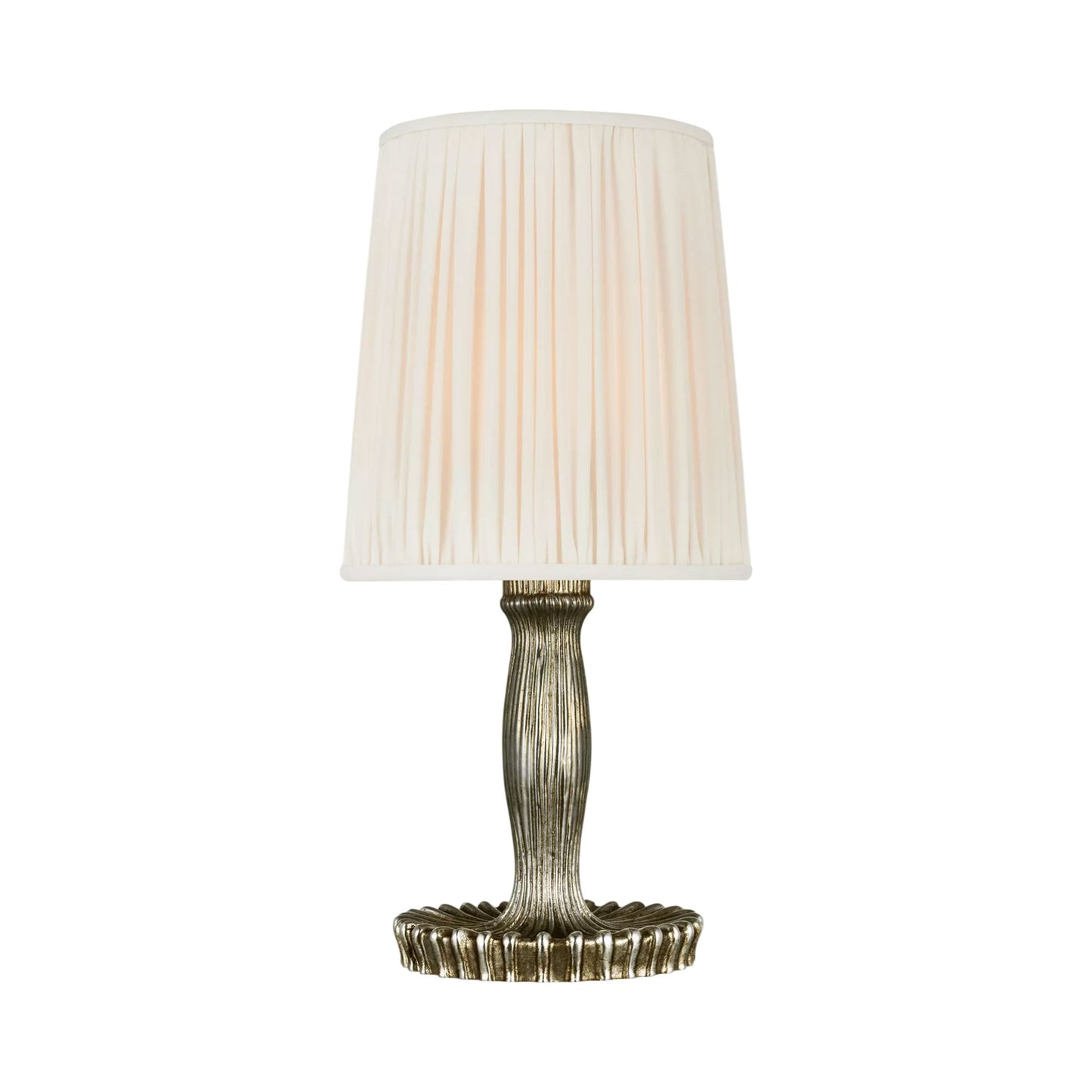 Ovid LED Rechargeable Table Lamp in Silver Lustre.