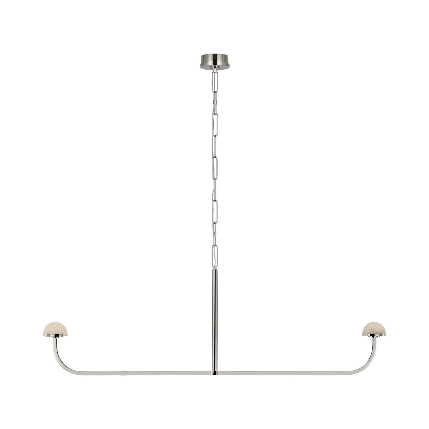 Pedra LED Linear Chandelier in Polished Nickel.