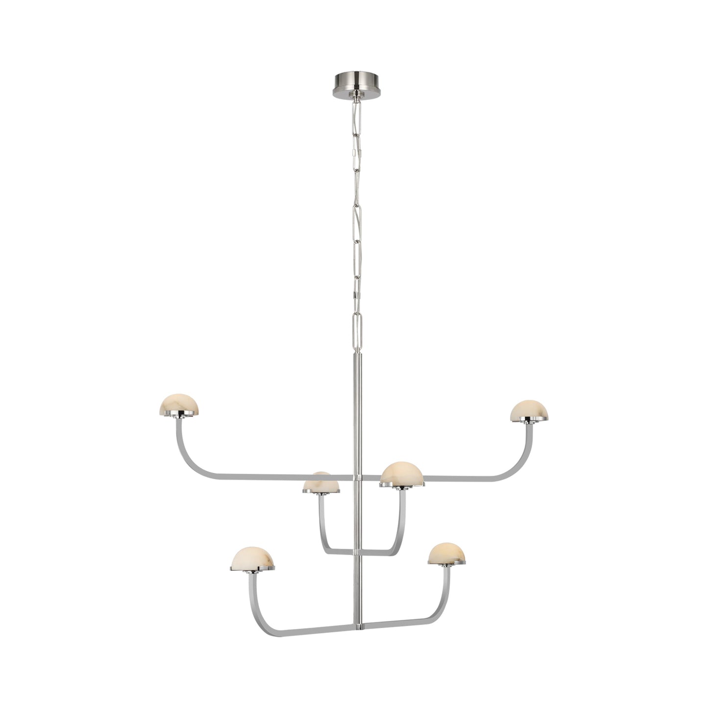 Pedra LED Shallow Chandelier in Polished Nickel (3-Tier).