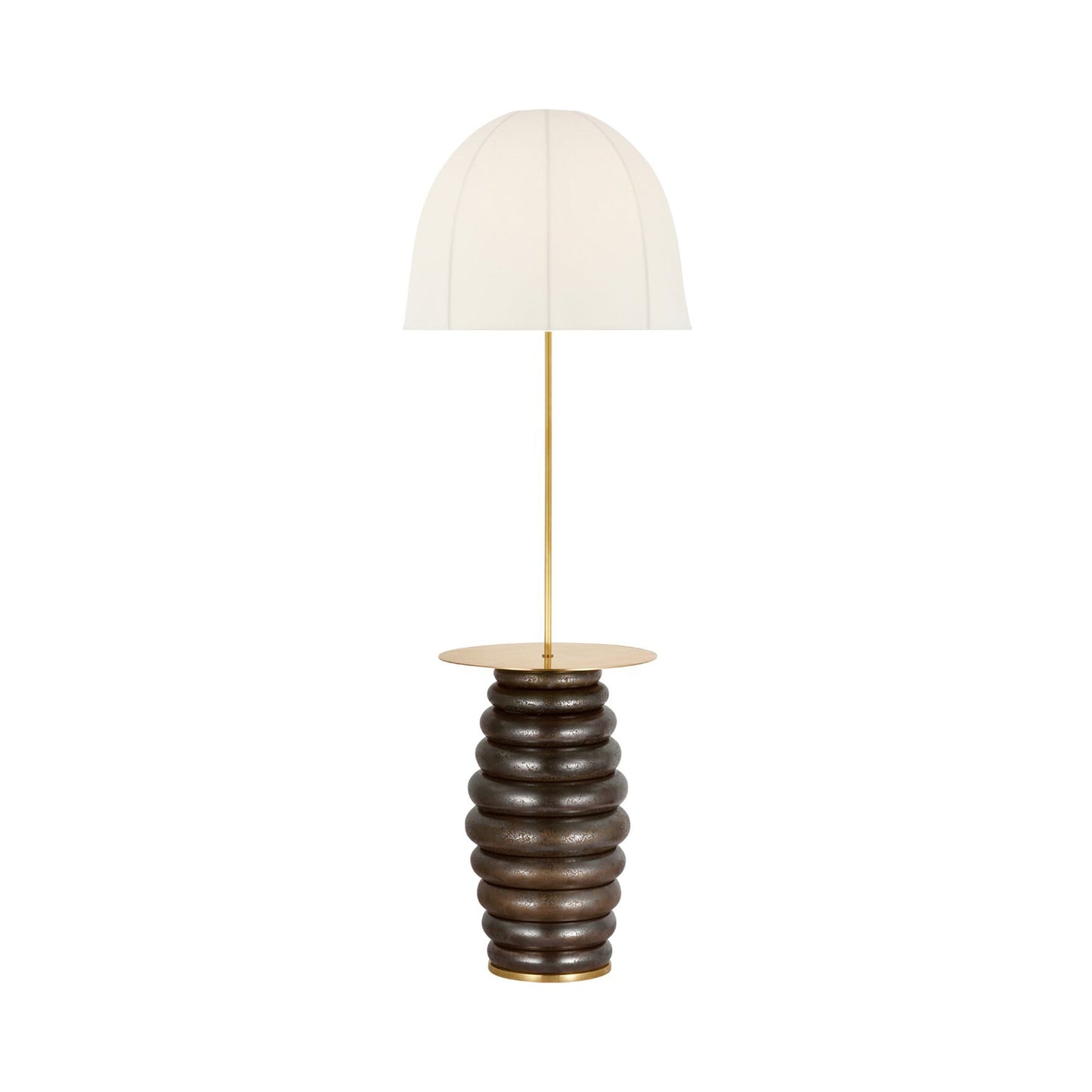 Phoebe Tray Floor Lamp in Crystal Bronze (Domed Linen).