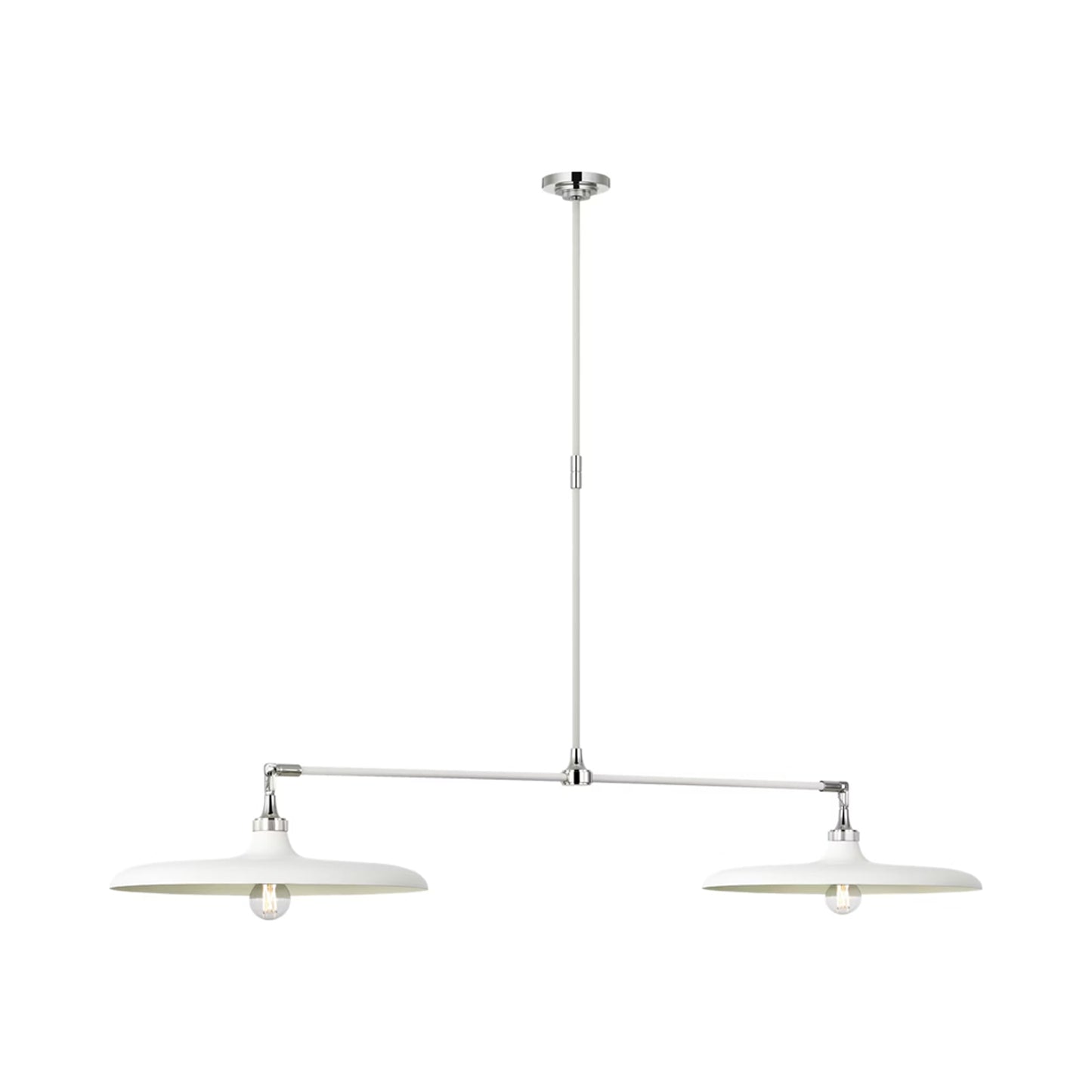 Piatto Linear Pendant Light in Polished Nickel/Plaster White.