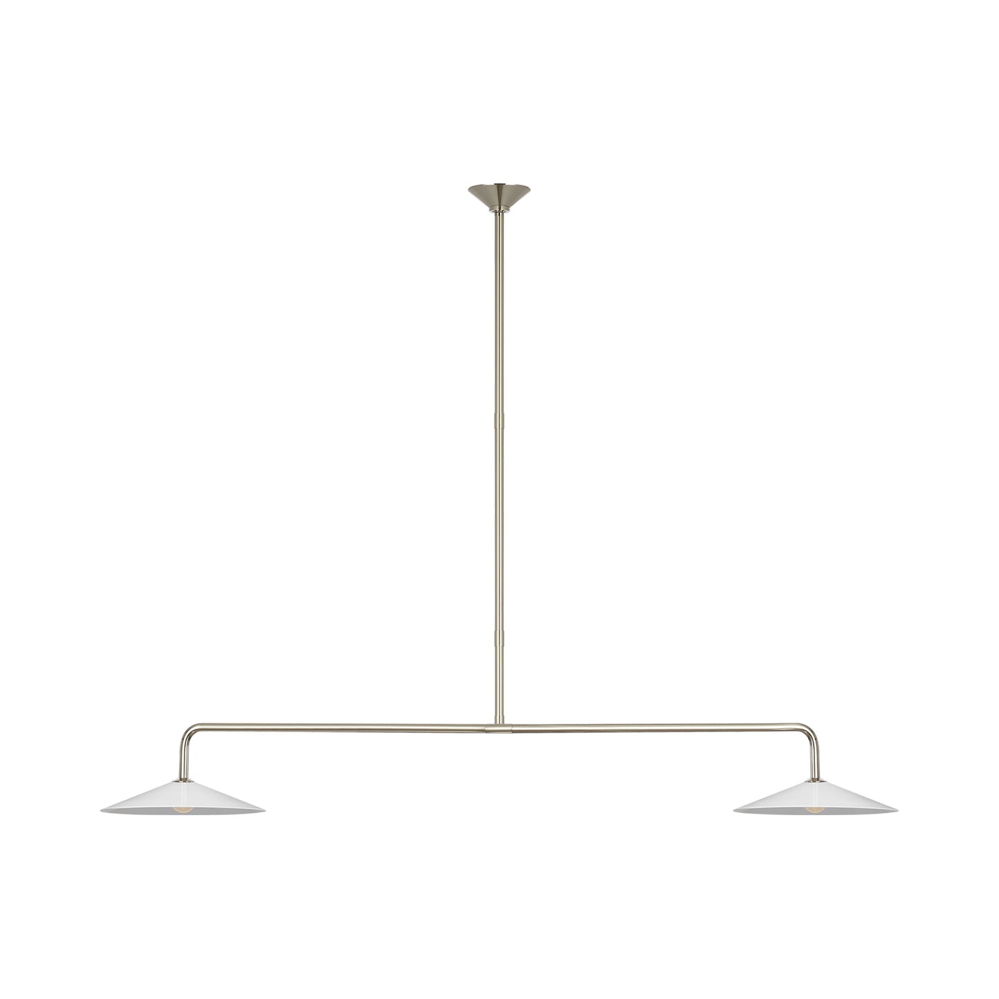 Ponce LED Linear Pendant Light in Polished Nickel/White Glass.