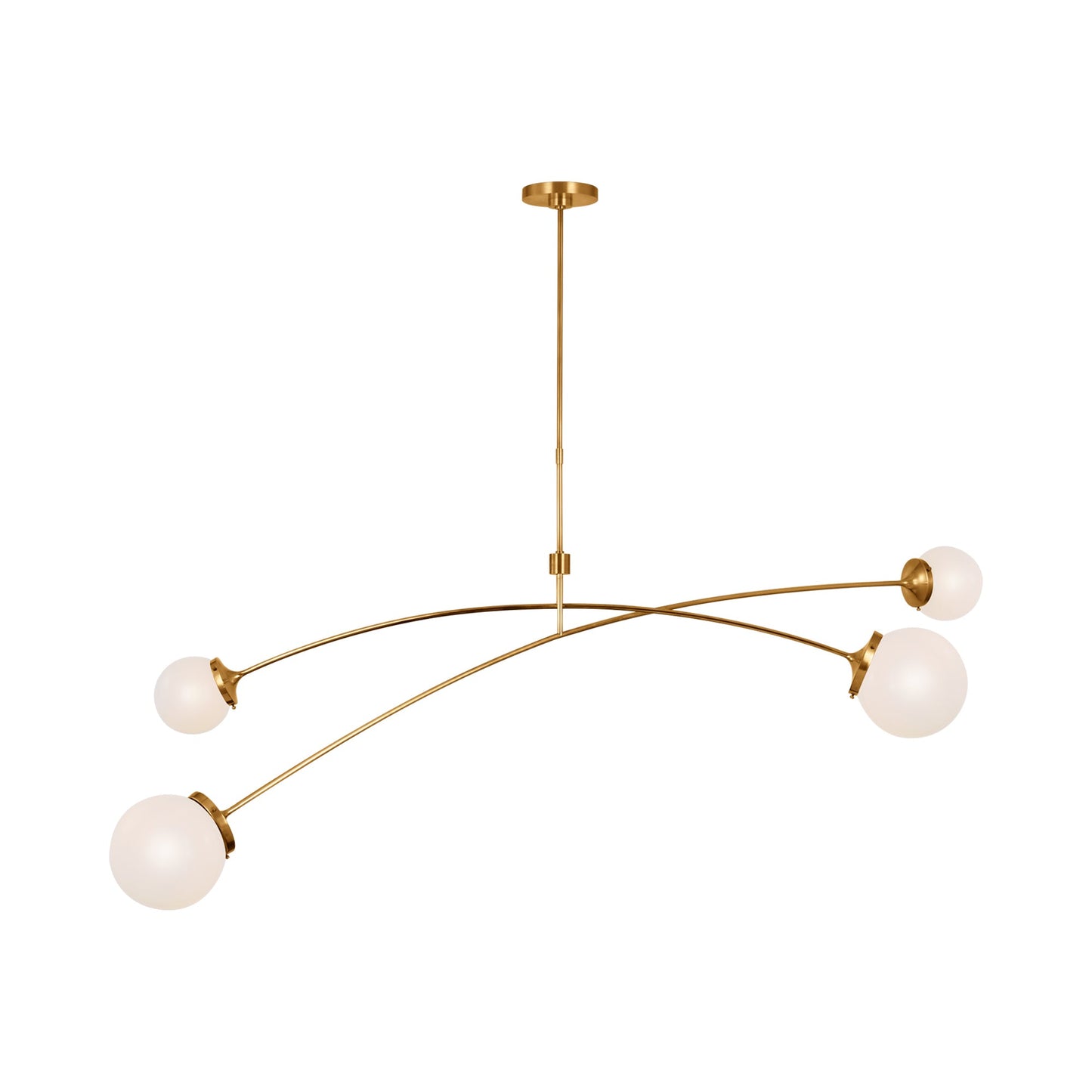 Prescott Linear Chandelier in Soft Brass (White Glass).