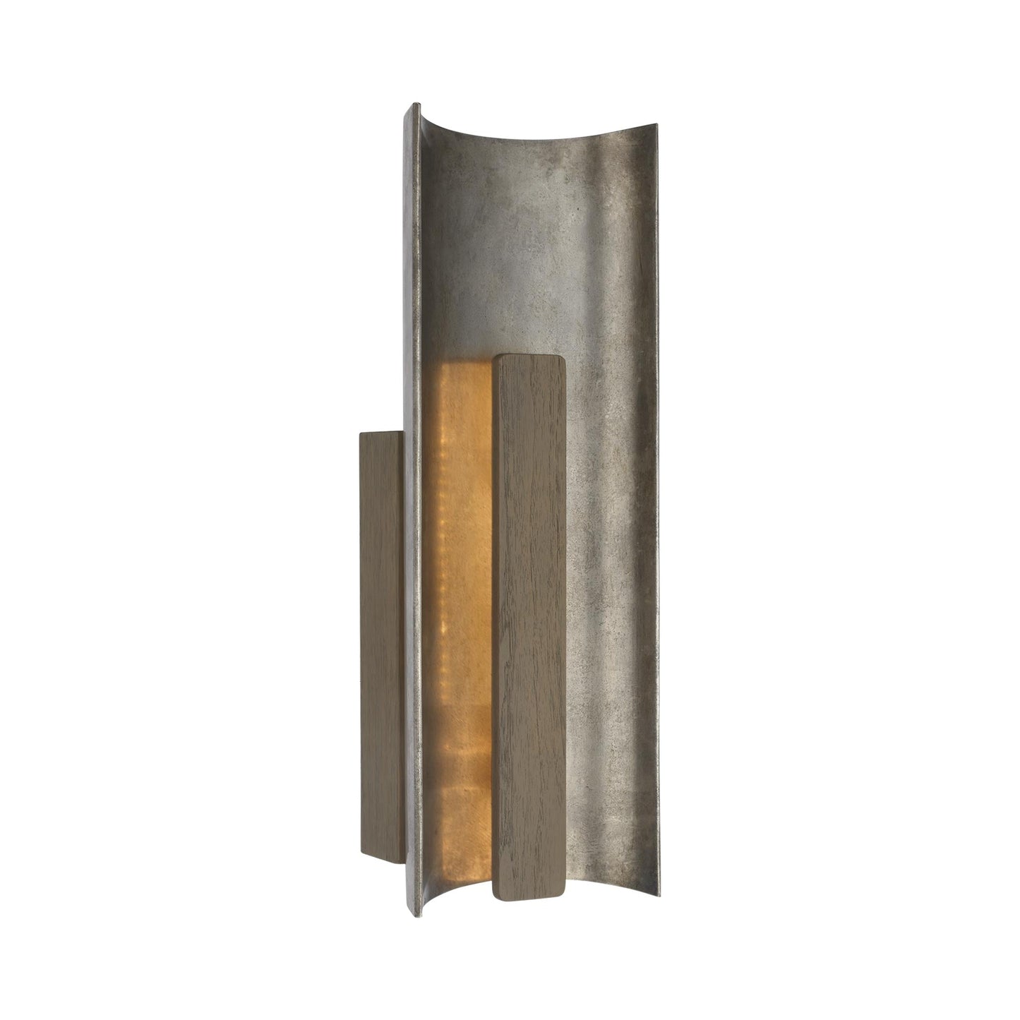 Remi LED Wall Light in Mottled Pewter and Warm Walnut.