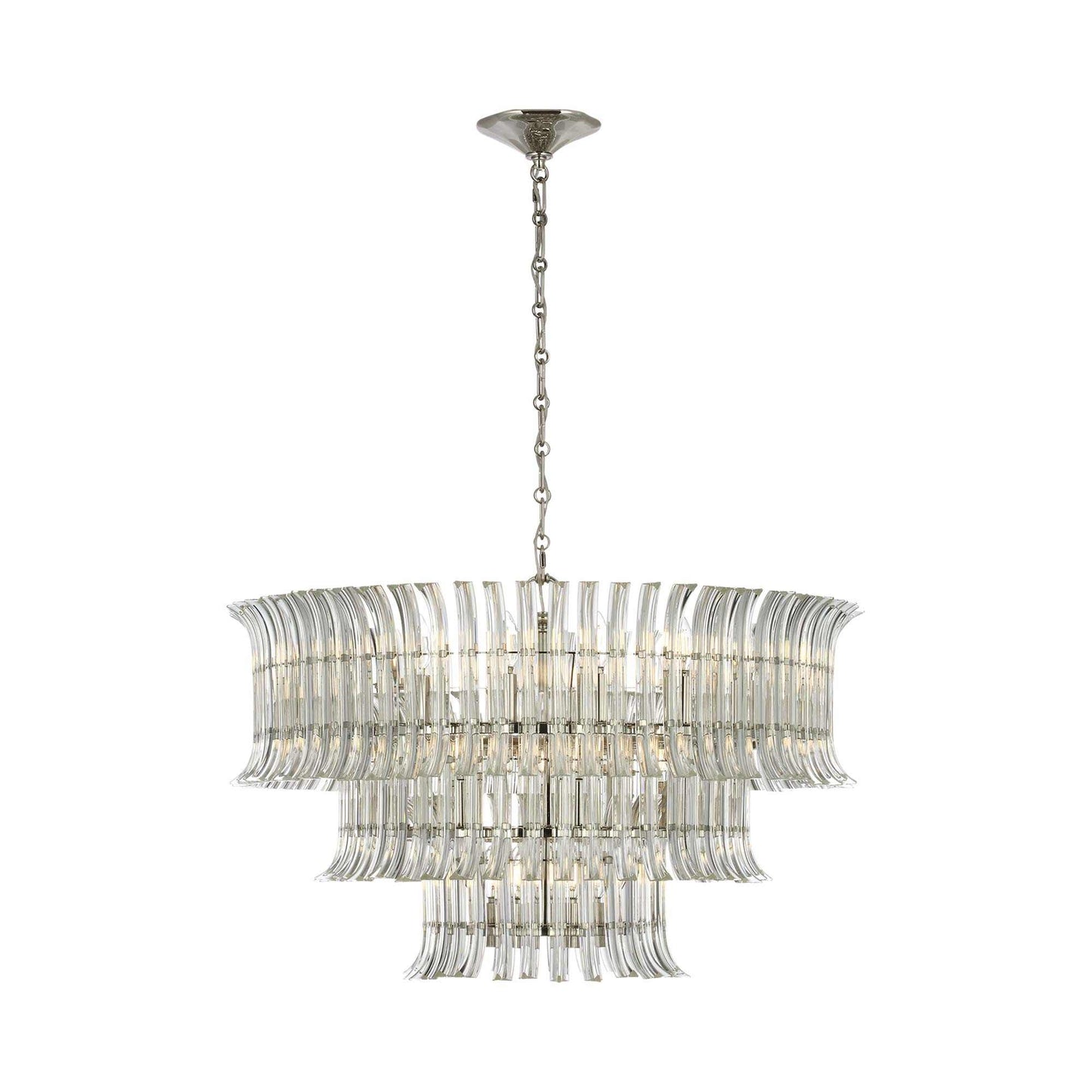 Rhine Chandelier in Polished Nickel.