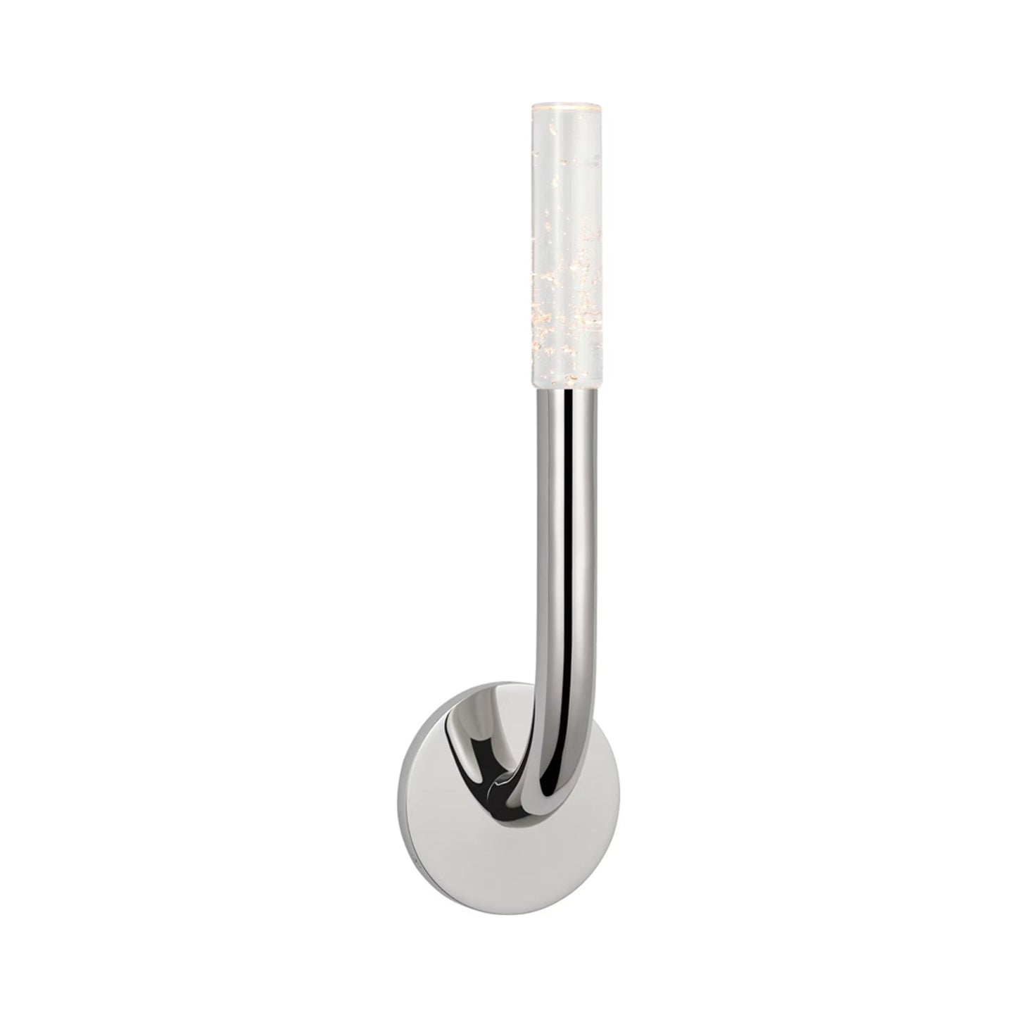 Rousseau Single LED Wall Light in Polished Nickel/Seeded Glass.