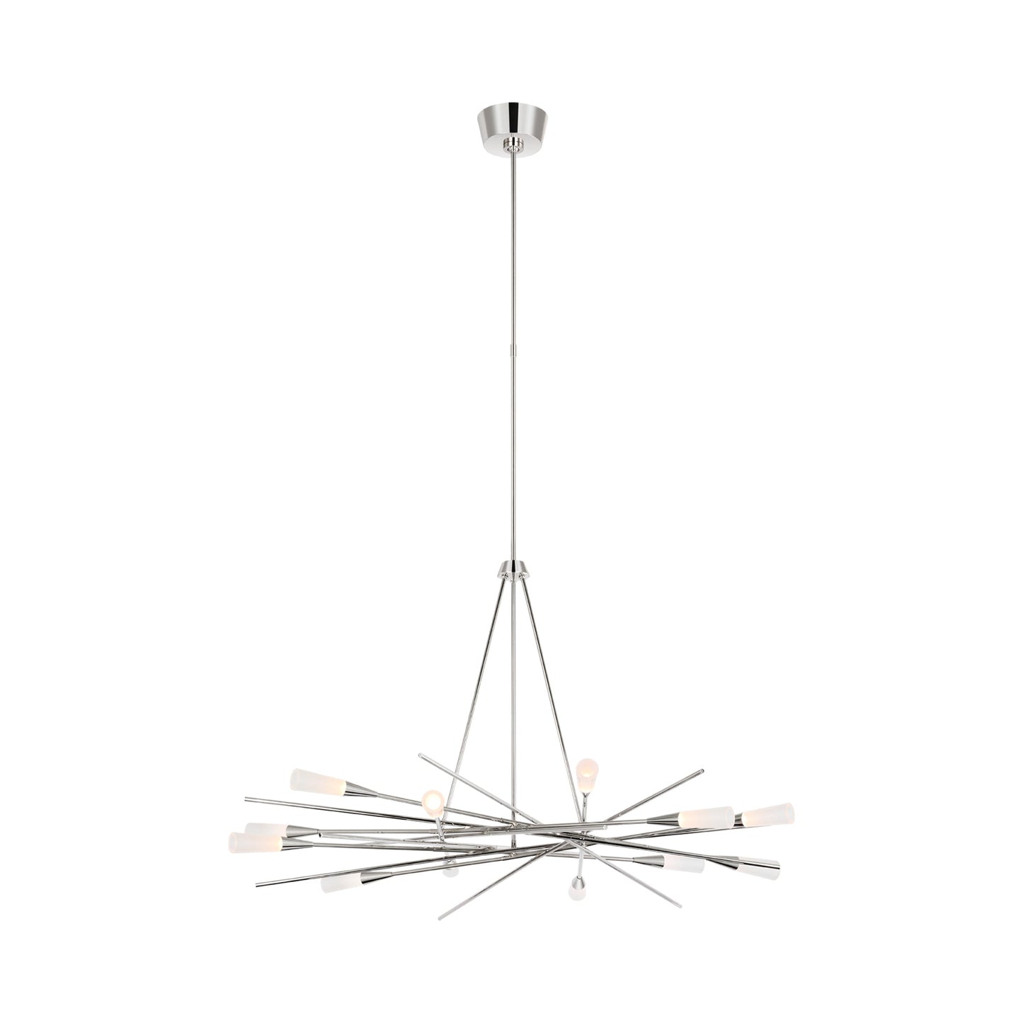 Stellar LED Radial Chandelier in Polished Nickel.