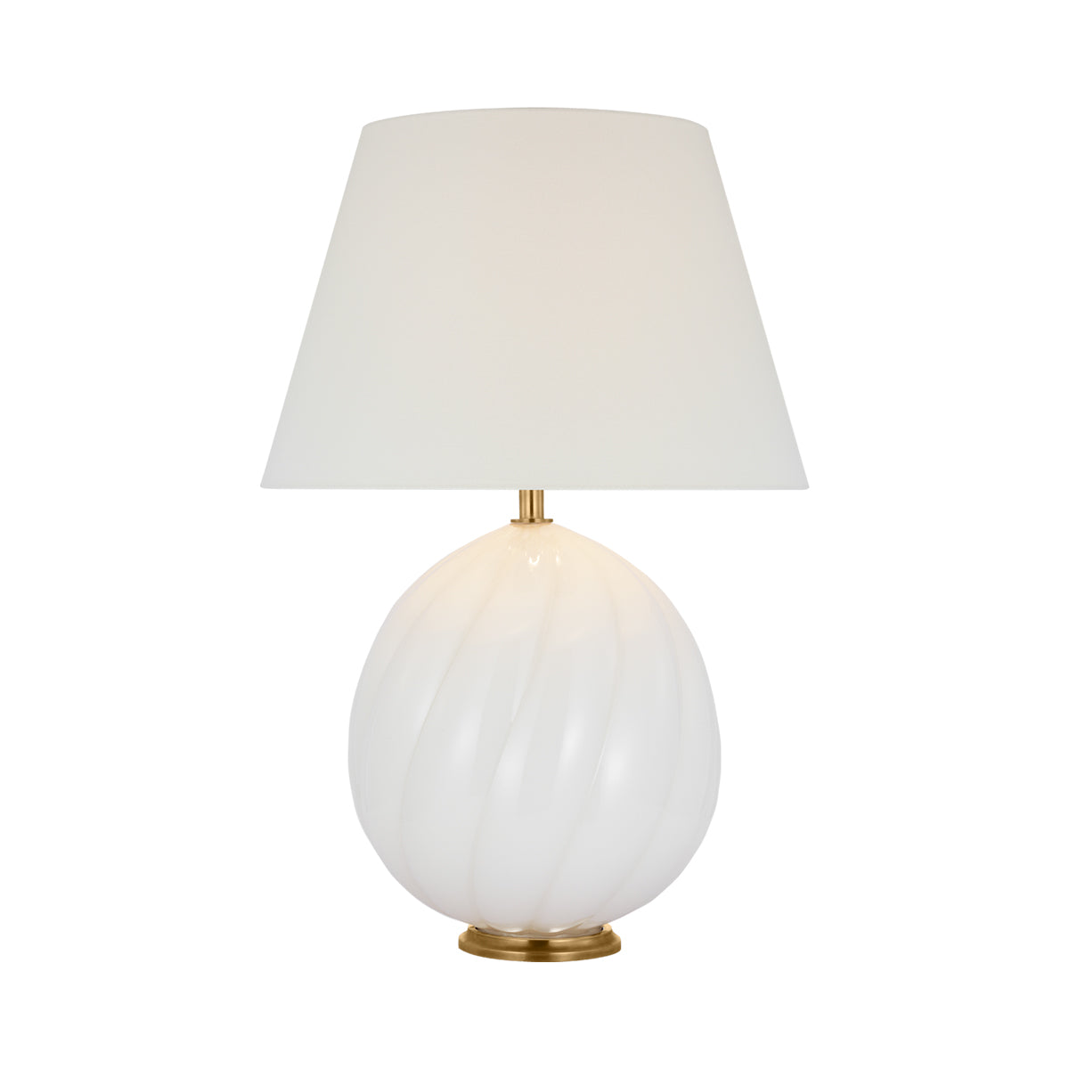 Talia LED Rechargeable Table Lamp in White Glass.