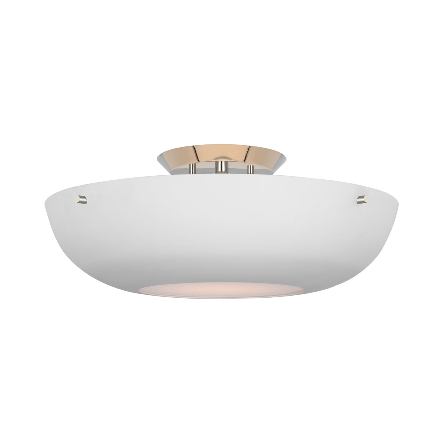 Valencia LED Flush Mount Ceiling Light in Polished Nickel/Matte White.