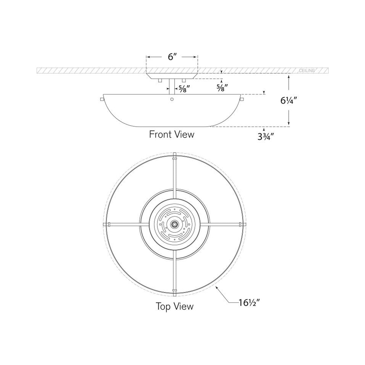 Valencia LED Flush Mount Ceiling Light - line drawing.