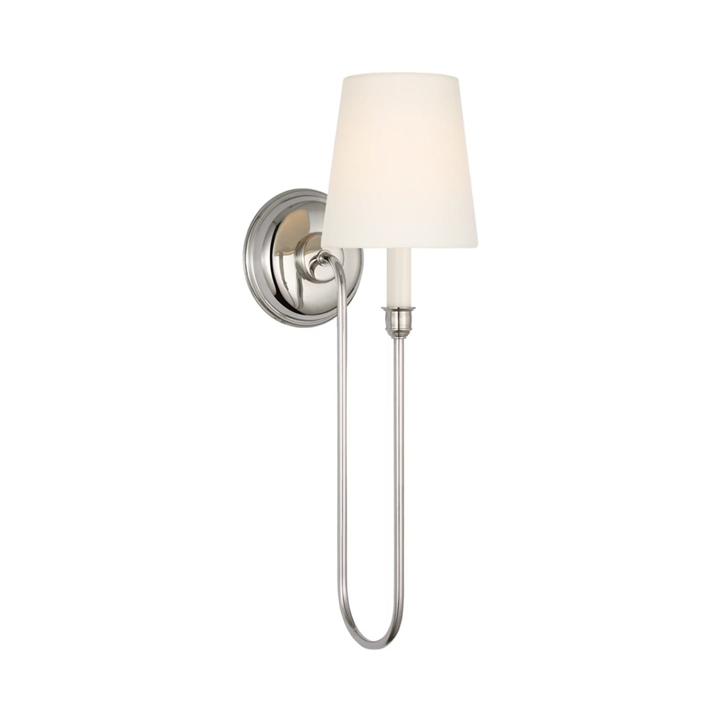 Vendome Deep Arm Wall Light in Polished Nickel.