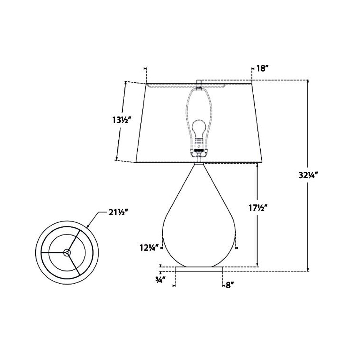Vosges Table Lamp - line drawing.
