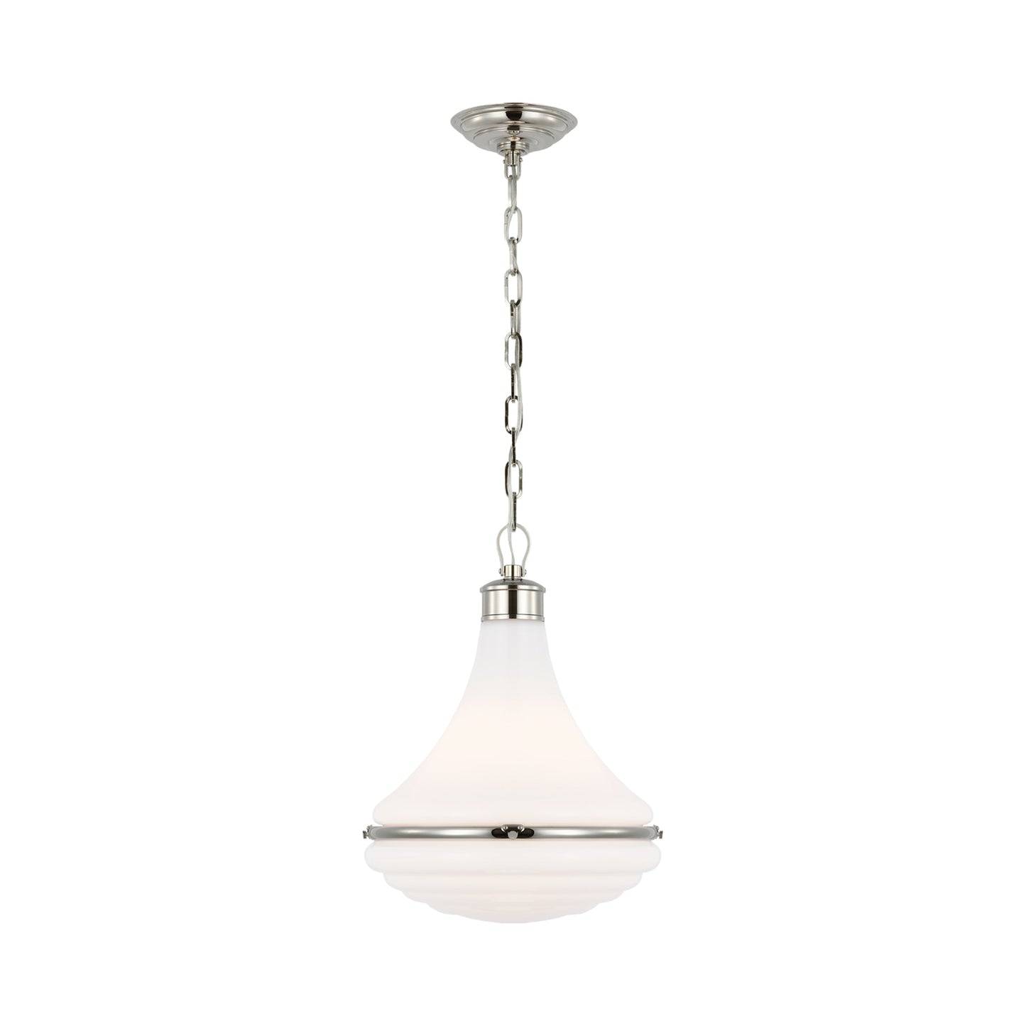 Wesley Pendant Light in Polished Nickel.