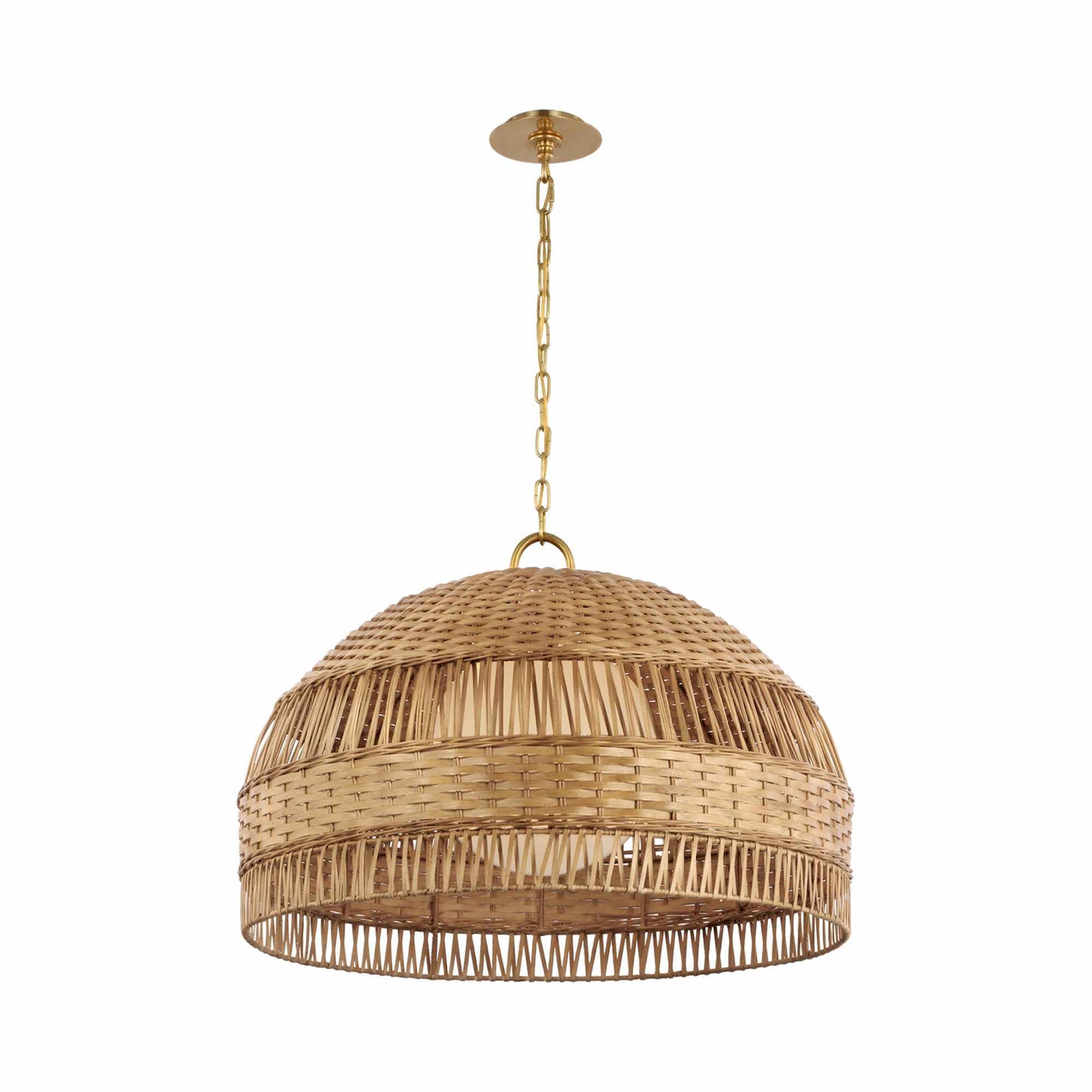 Whit Pendant Light in Soft Brass/Natural Wicker.