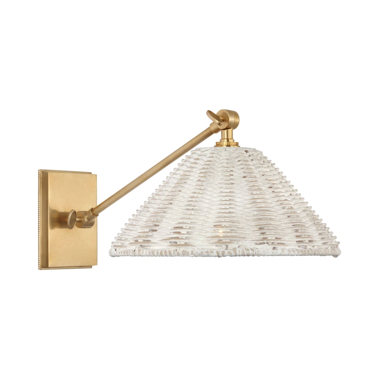 Wimberley Wall Light in Soft Brass/White Wicker.