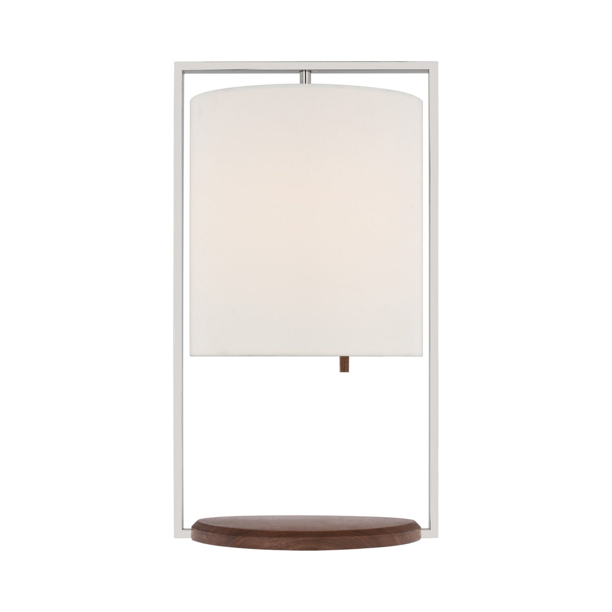 Zenz Table Lamp in Polished Nickel/Walnut.