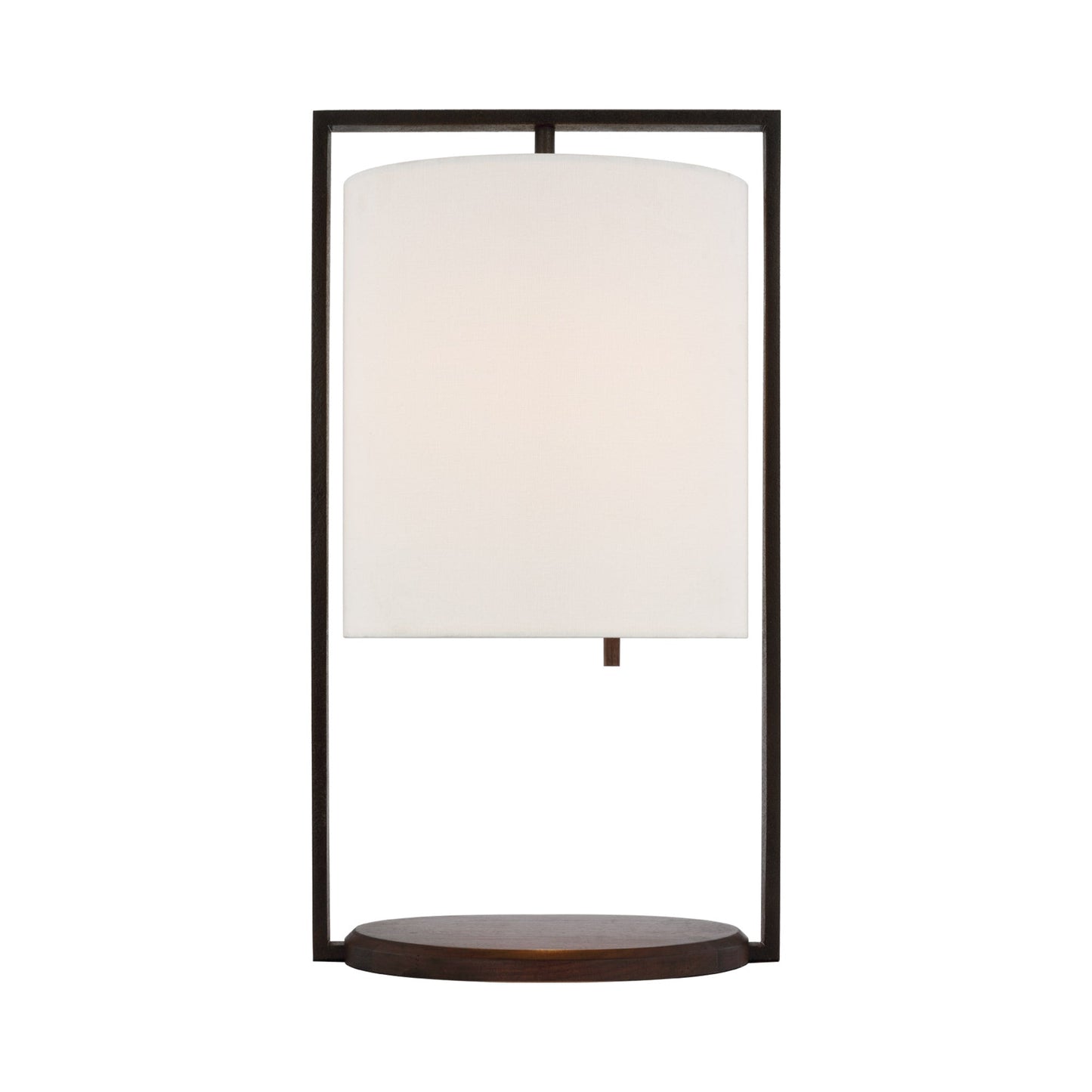 Zenz Table Lamp in Warm Iron/Dark Walnut.