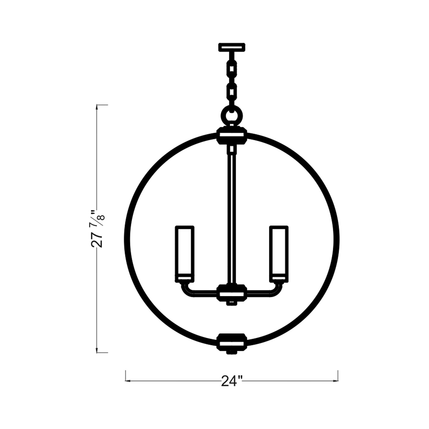 Allier Outdoor Chandelier - line drawing.