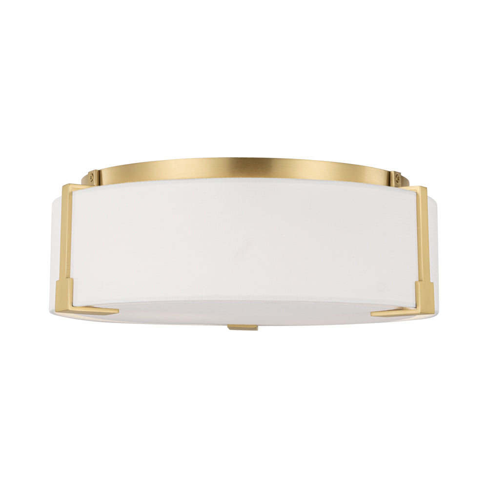 Bergen Flush Mount Ceiling Light in Burnished Brass.