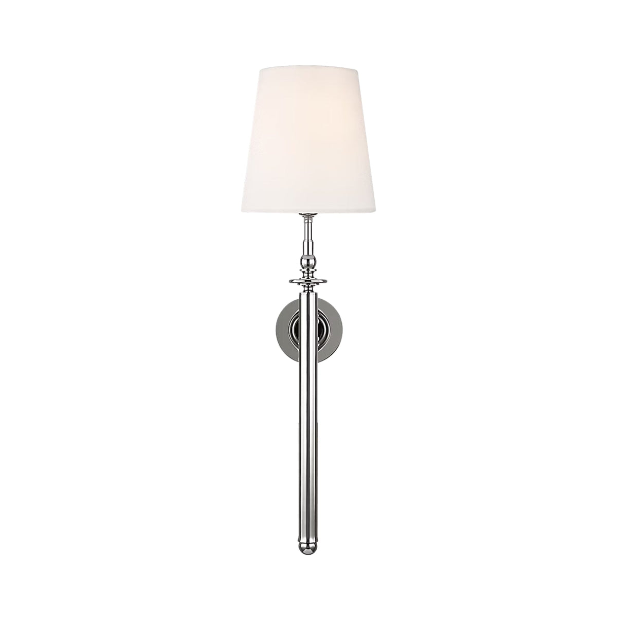 Capri Tall Wall Light in Polished Nickel.