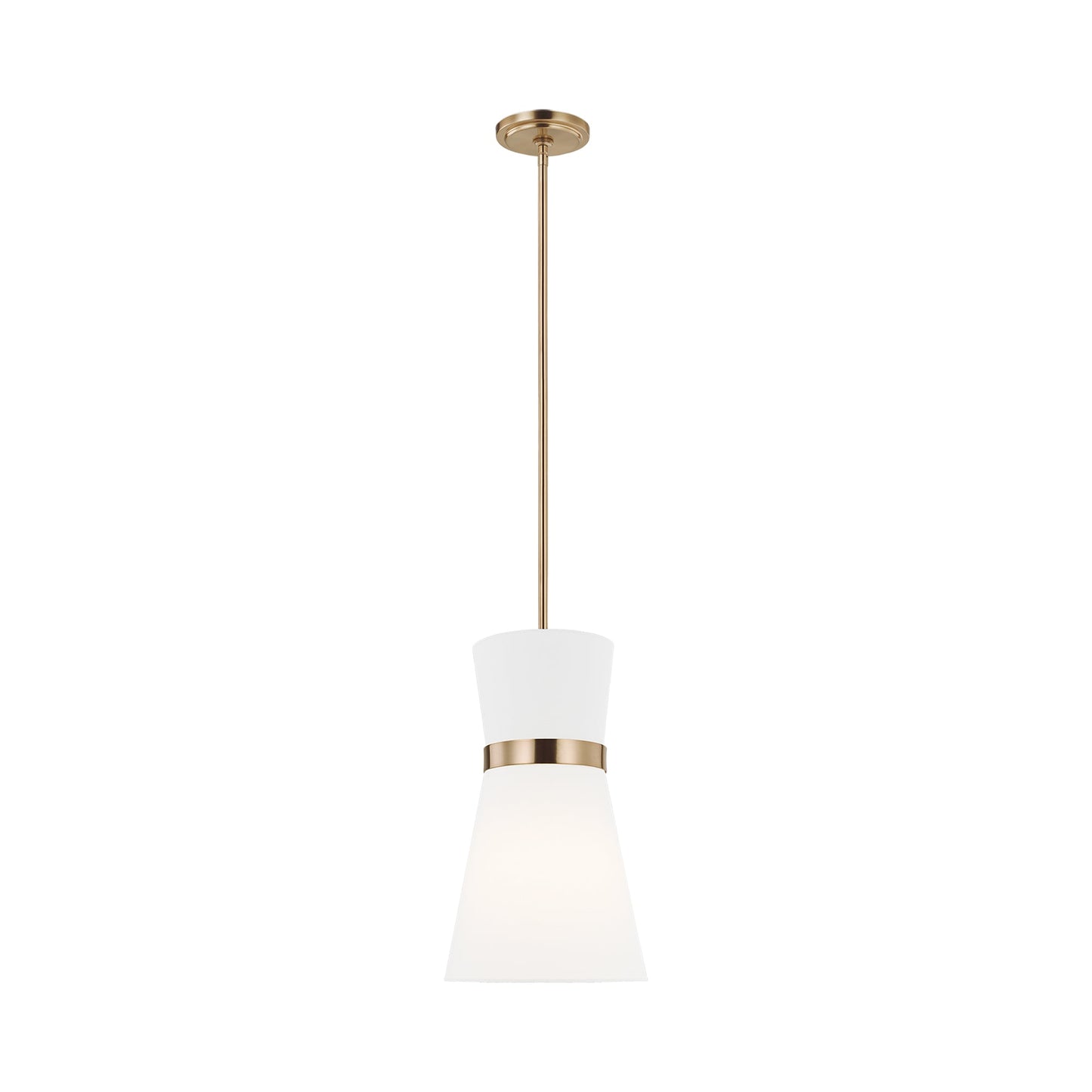 Clark Pendant Light in Satin Brass.