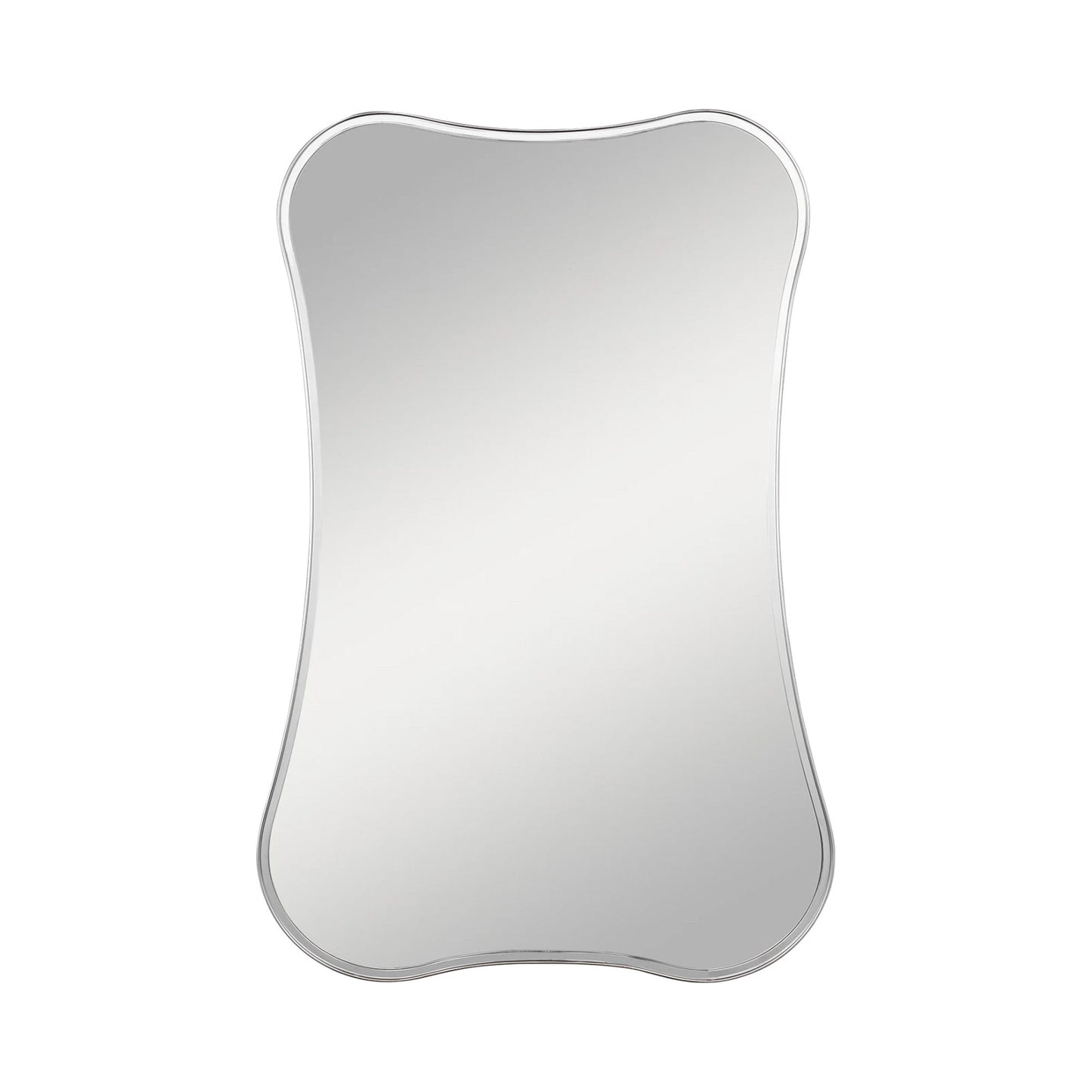 Cosway Rectangular Wall Mirror in Polished Nickel.