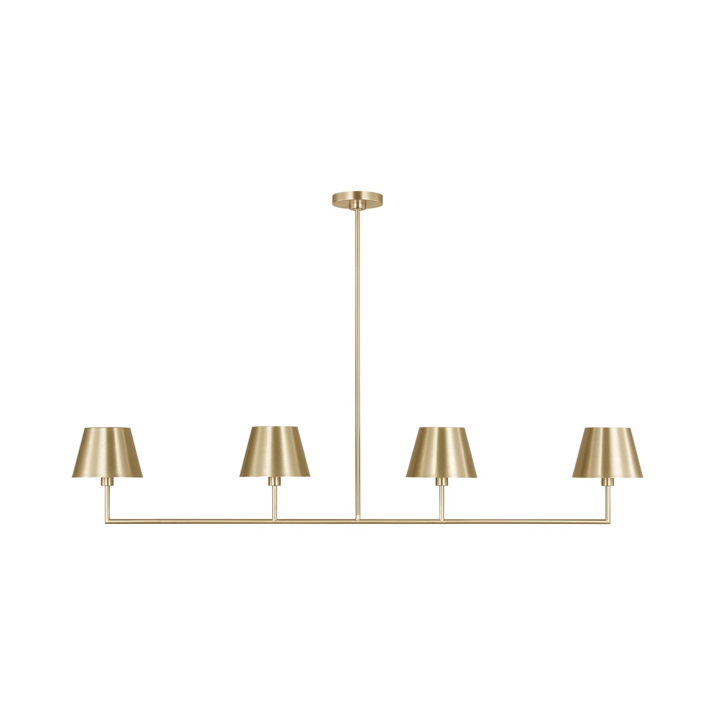 Ender Linear Chandelier in Satin Brass.
