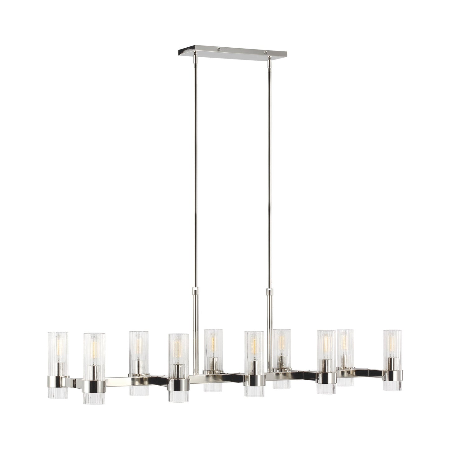 Geneva Linear Pendant Light in Polished Nickel.