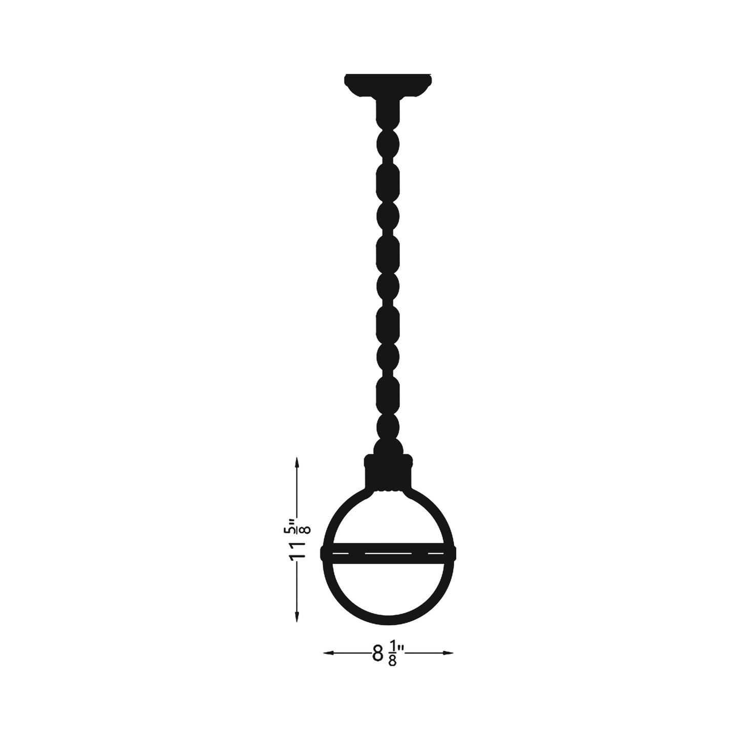 Hanks Mini Pendant Light - line drawing.
