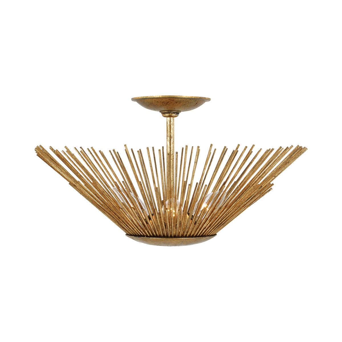 Helios Semi-Flush Mount Ceiling Light in Antique Gild.